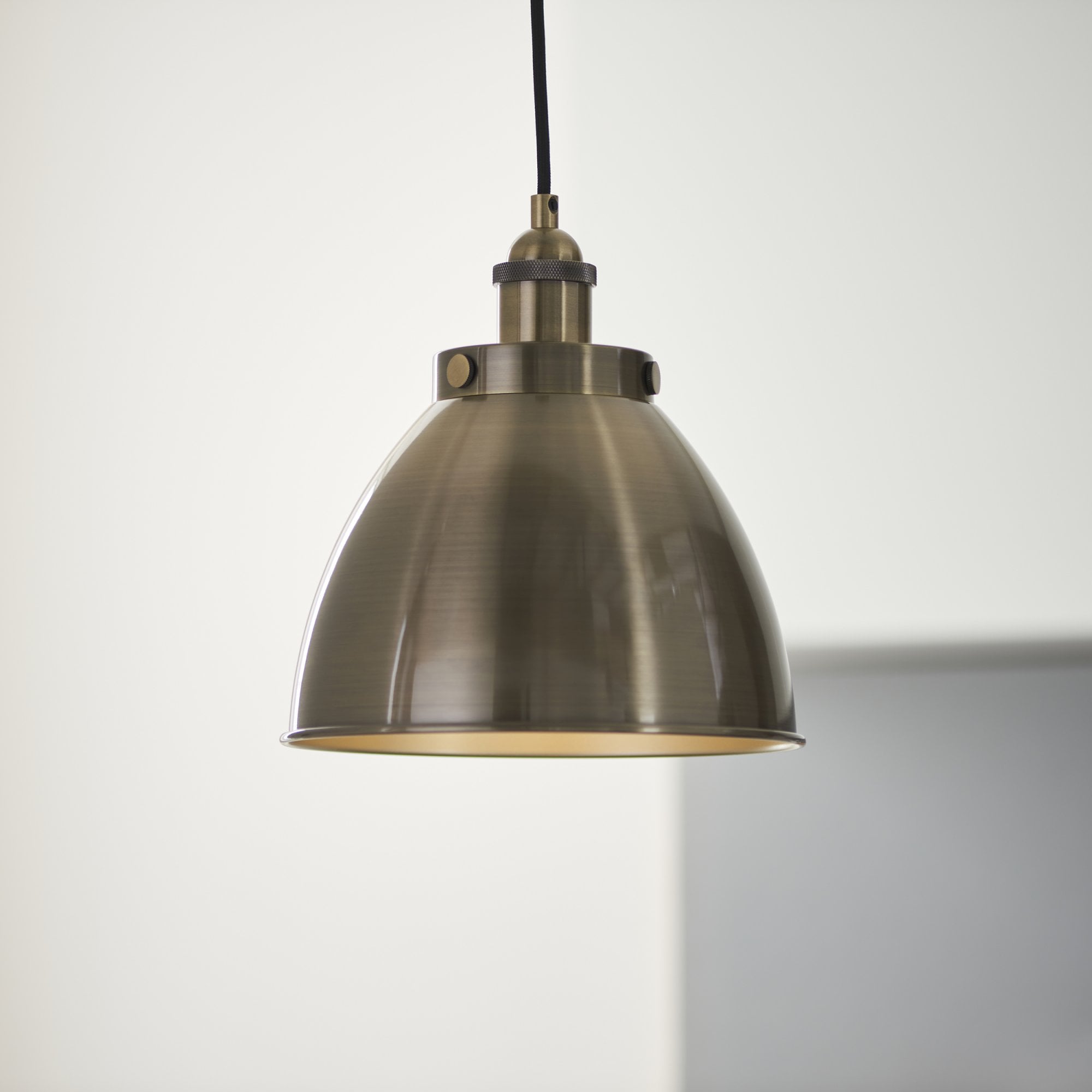 Endon Franklin Small Single Pendant - Antique Brass Plate