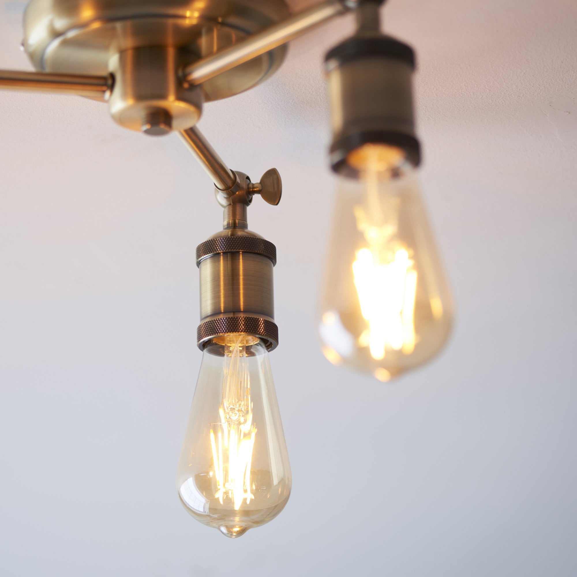 Endon Hal 3 Light Semi Flush - Antique Brass