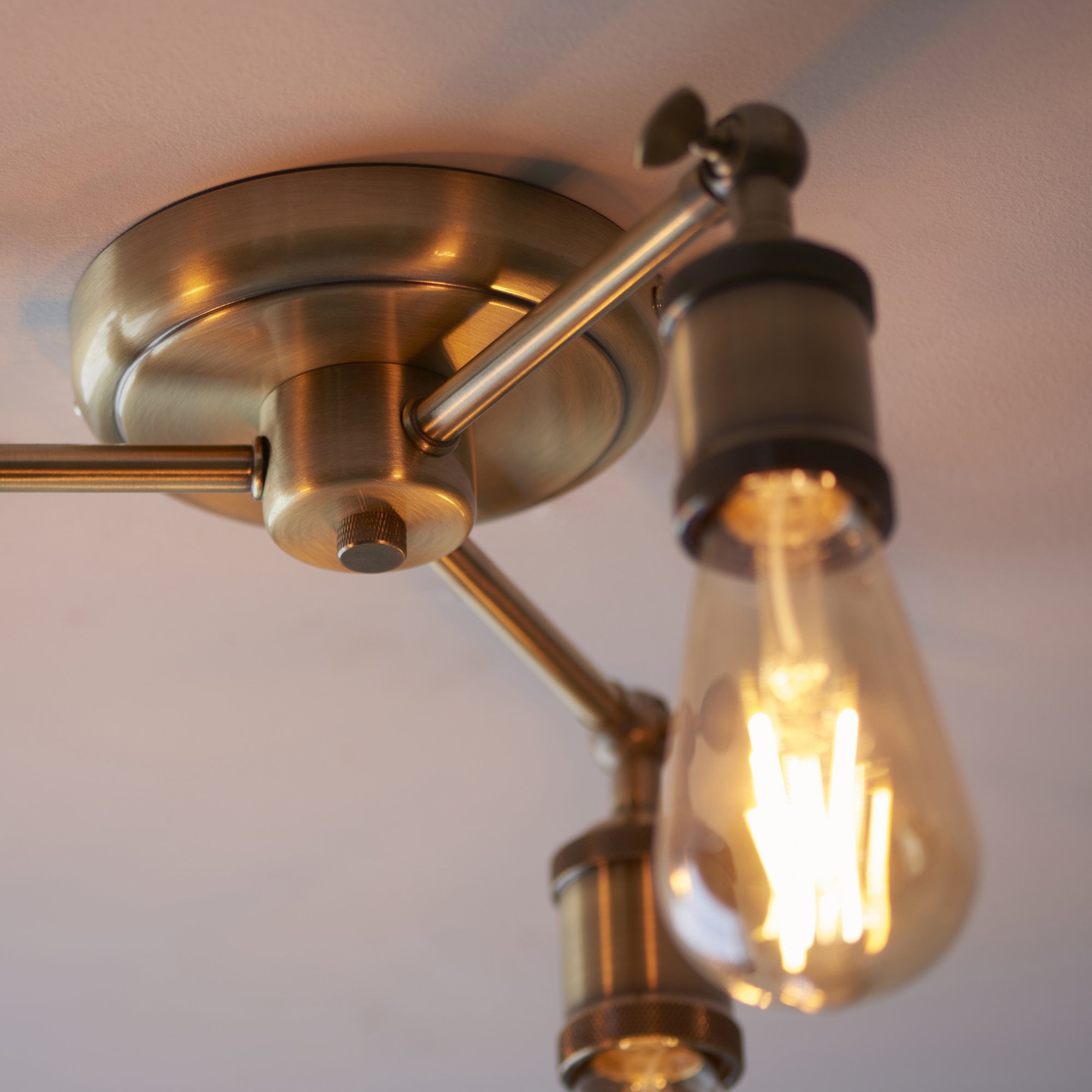 Endon Hal 3 Light Semi Flush - Antique Brass