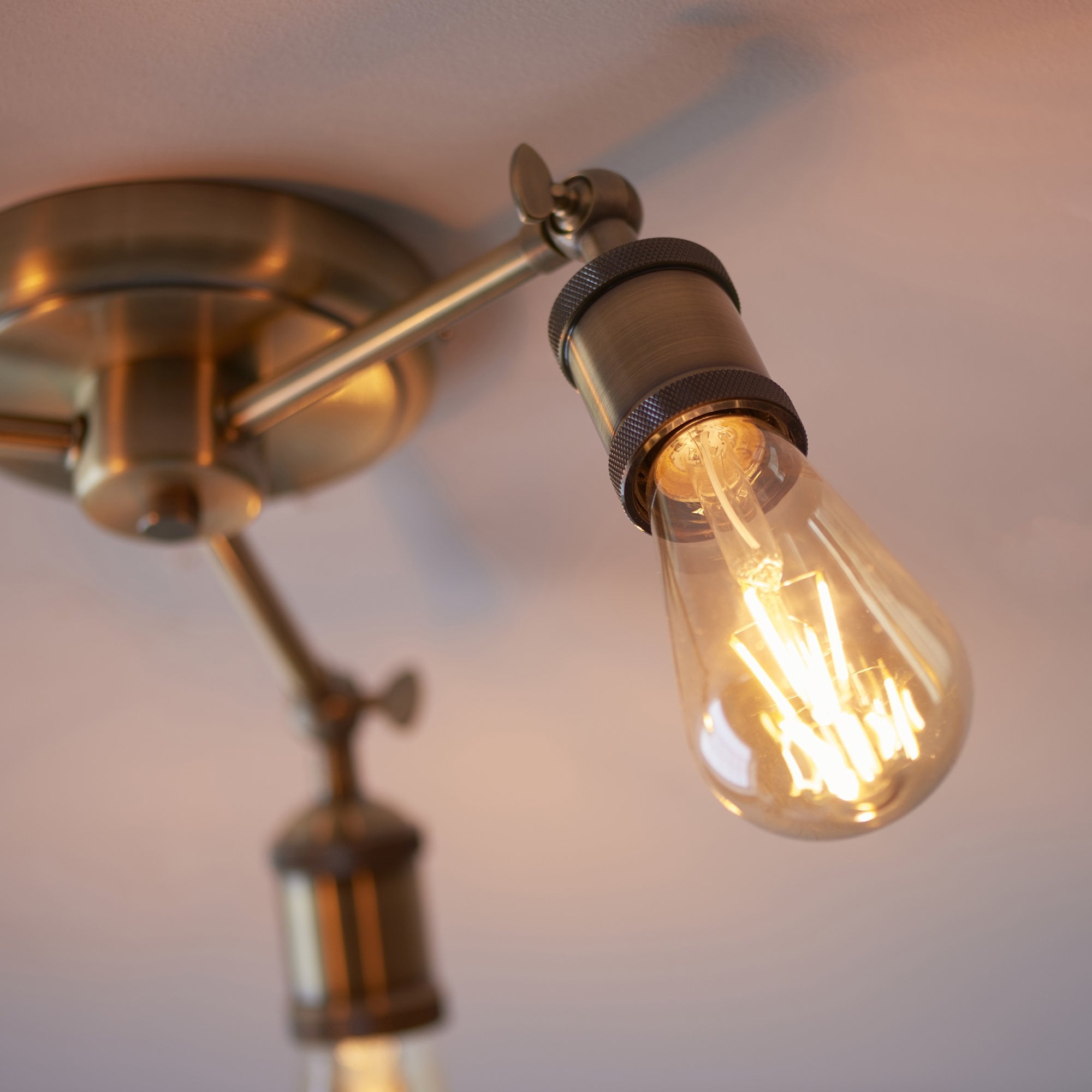 Endon Hal 3 Light Semi Flush - Antique Brass