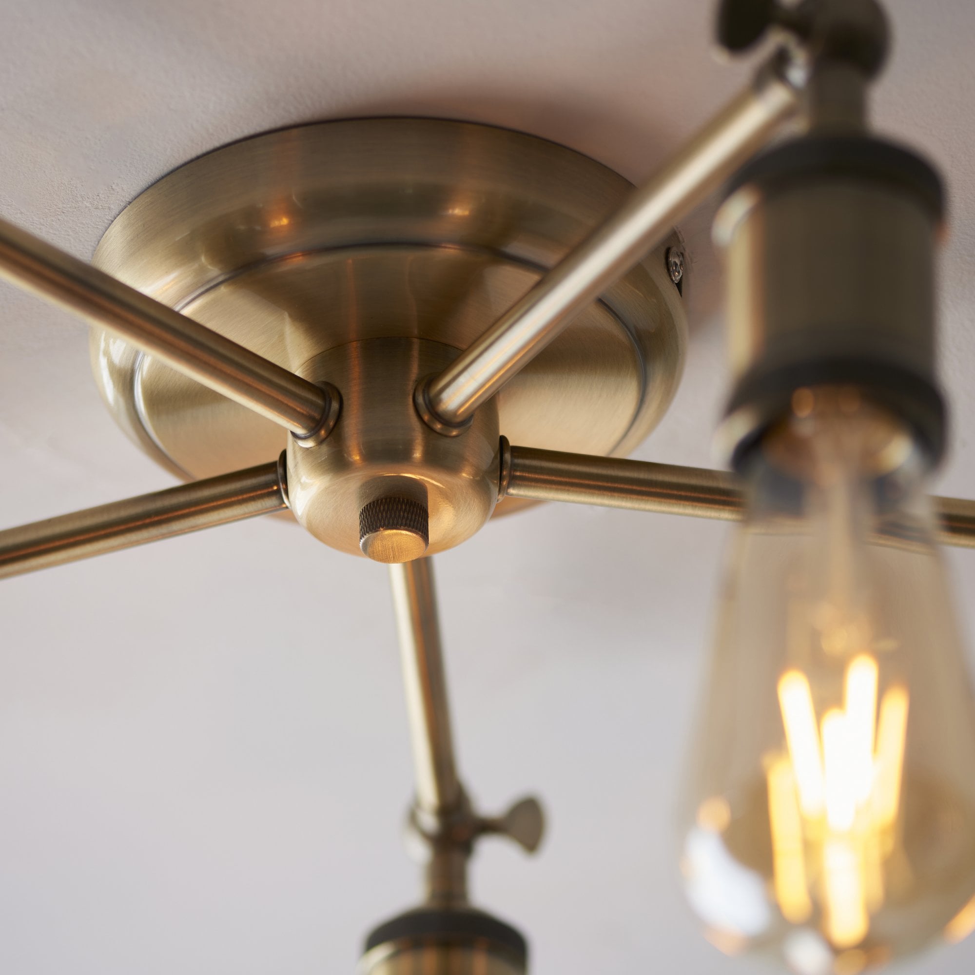 Endon Hal 5 Light Semi Flush - Antique Brass