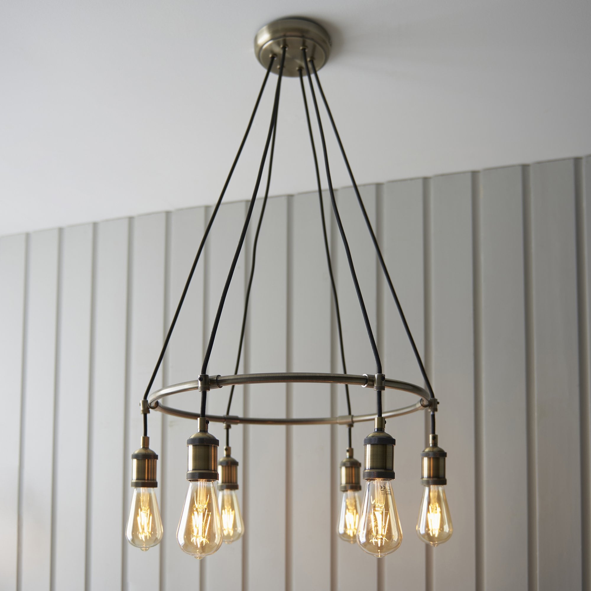 Endon Hal 6 Light Pendant - Antique Brass