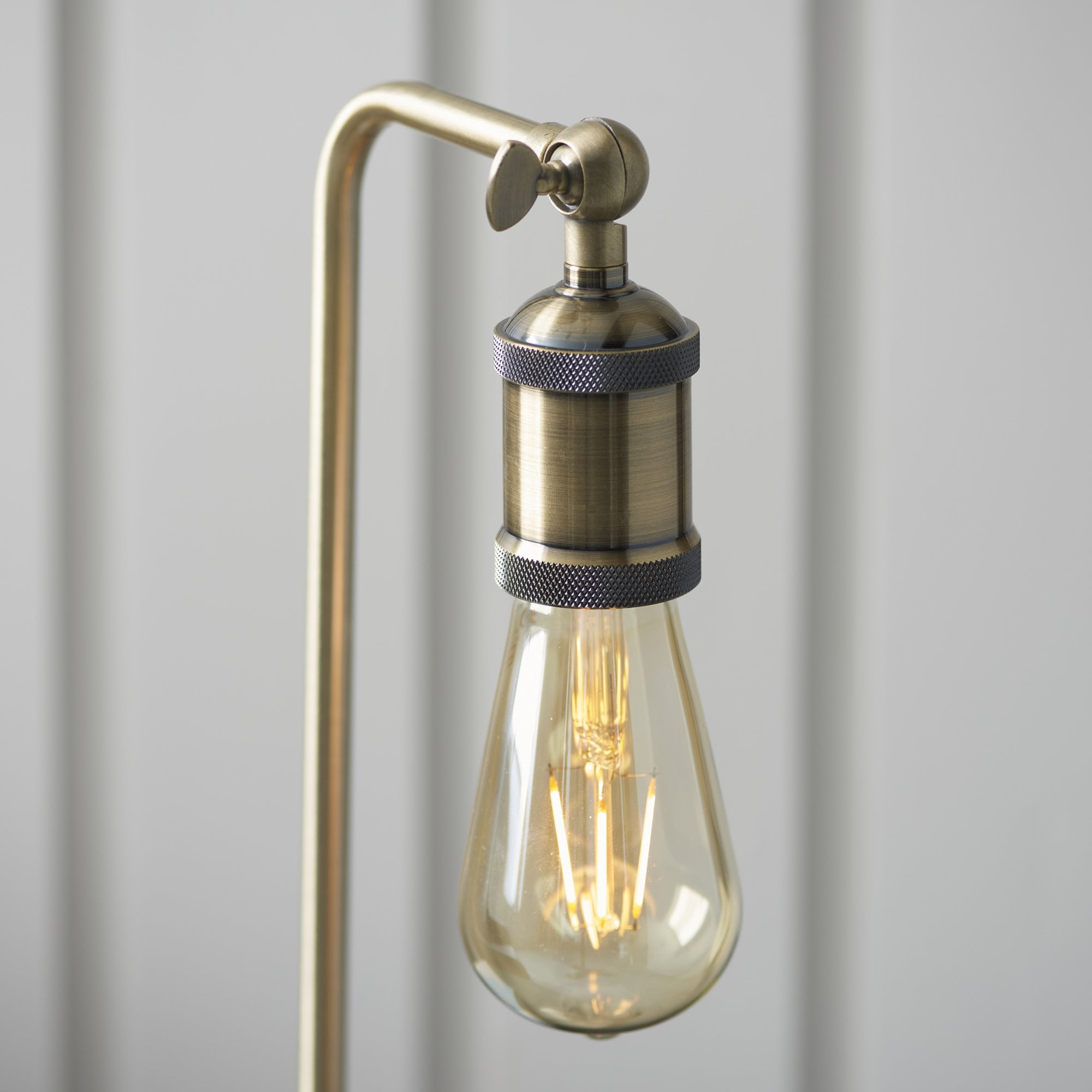 Endon Hal Single Light Arm Table Lamp - Antique Brass