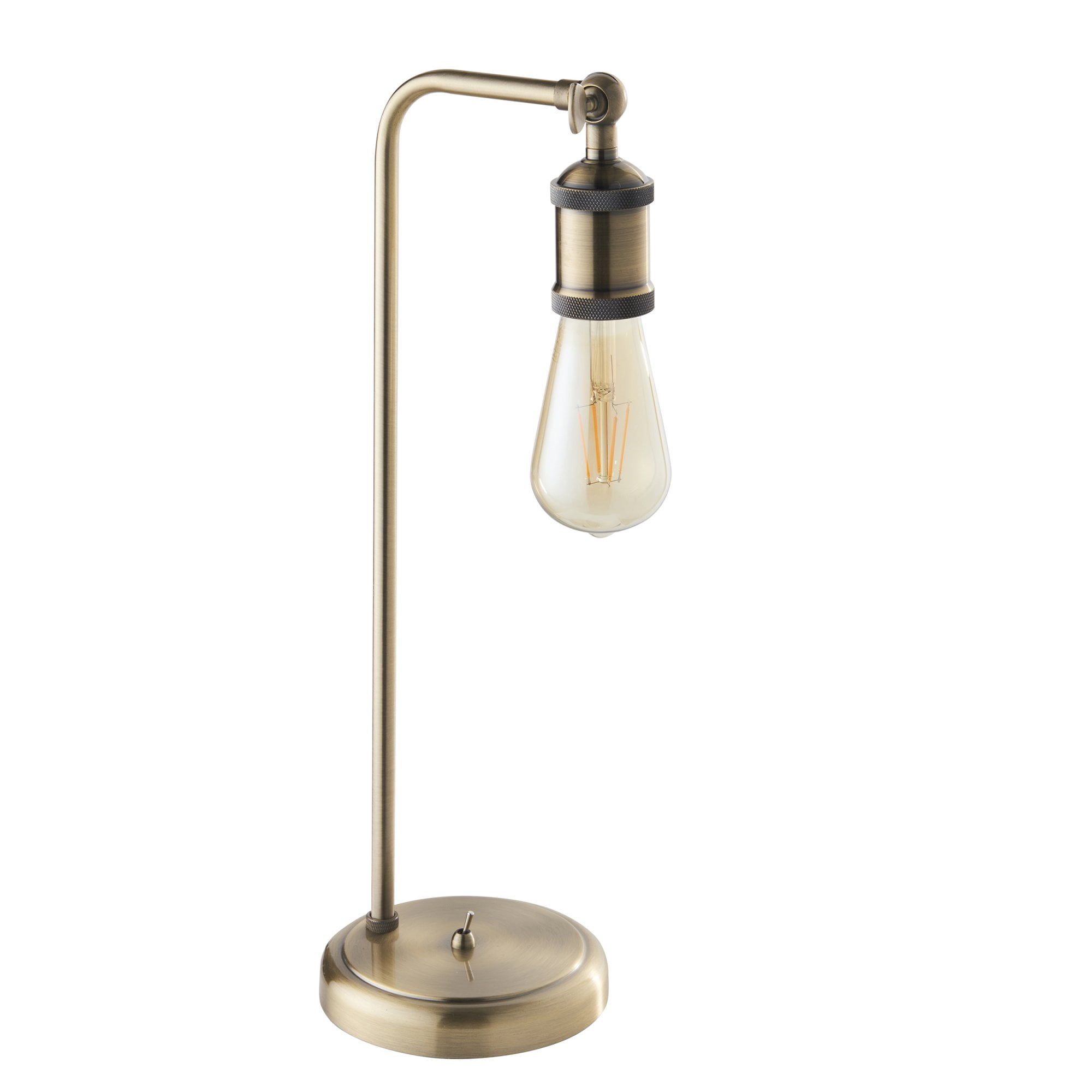 Endon Hal Single Light Arm Table Lamp - Antique Brass