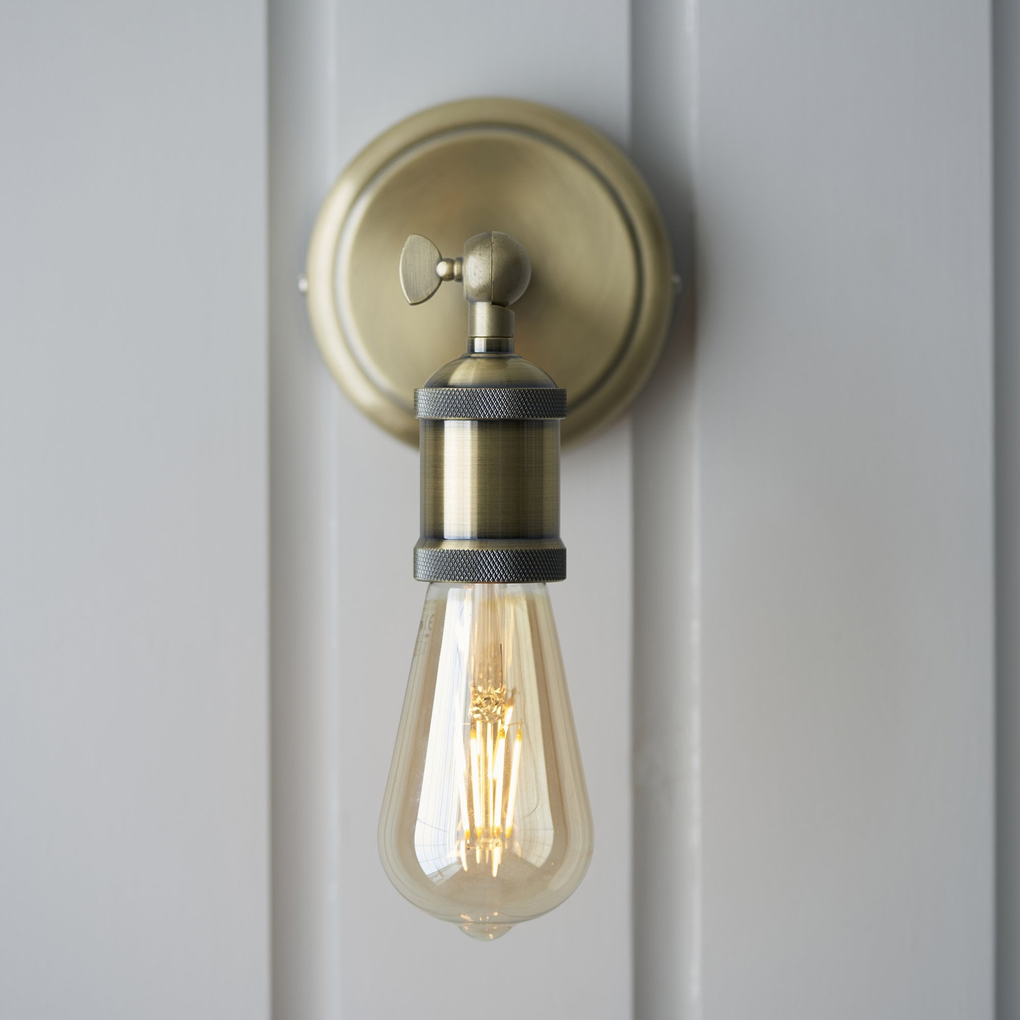 Endon Hal Single Wall Light - Antique Brass