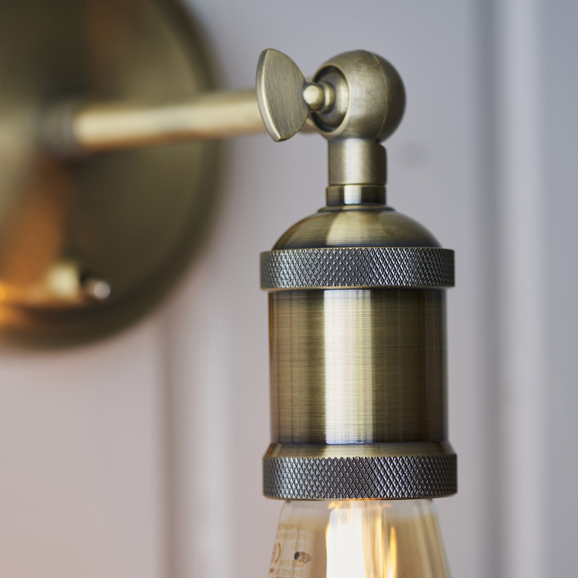 Endon Hal Single Wall Light - Antique Brass