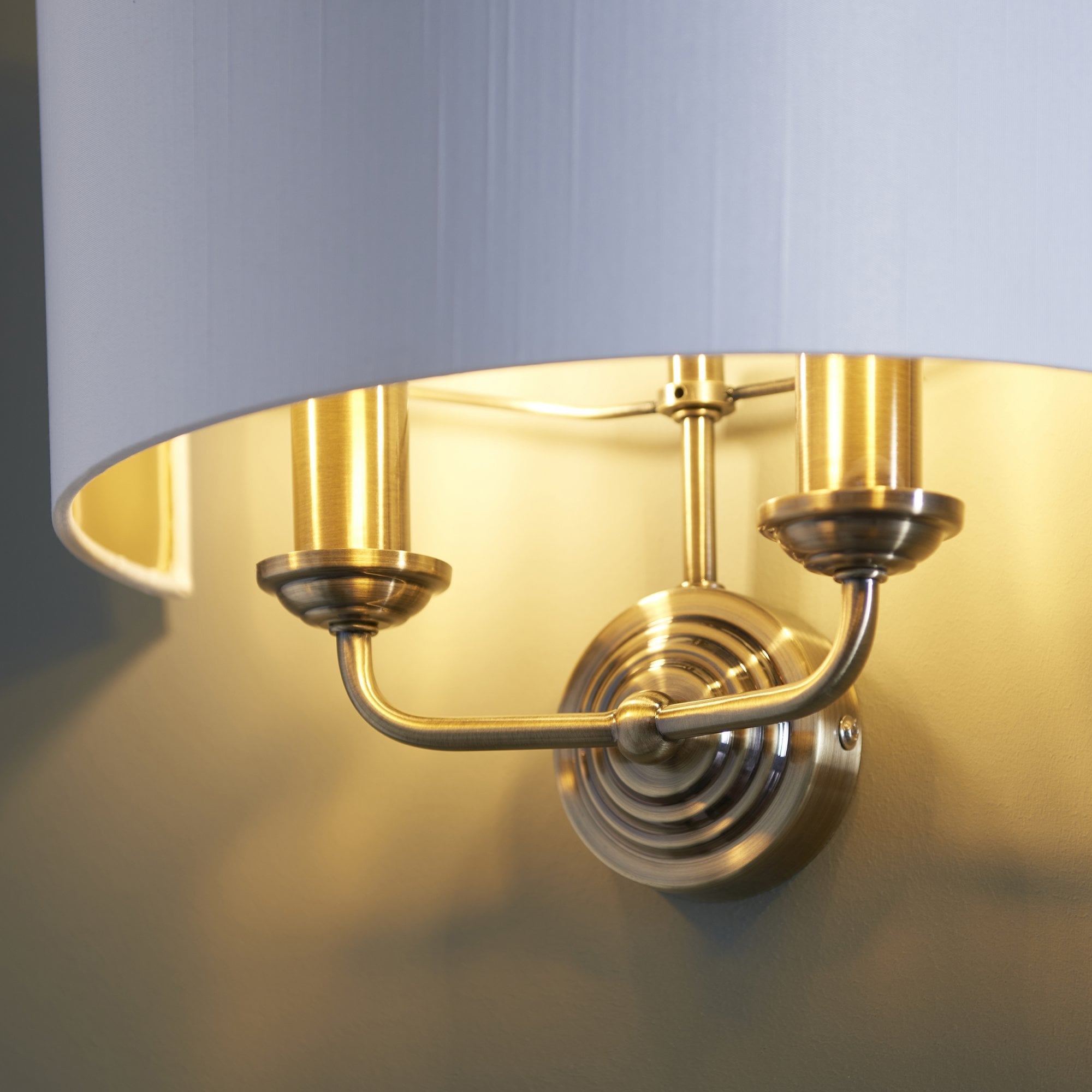Endon Highclere 2 Light Wall Light - Antique Brass & Vintage White