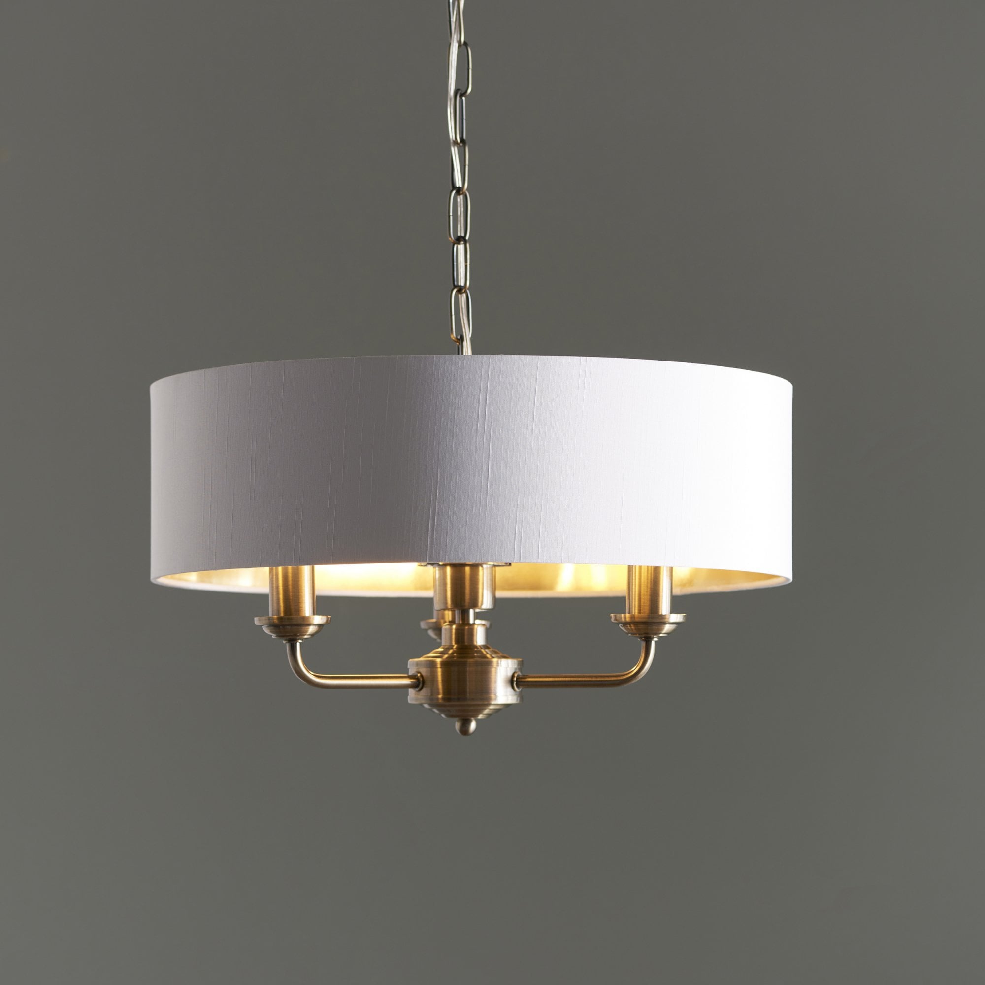 Endon Highclere 3 Light Pendant - Antique Brass & Vintage White