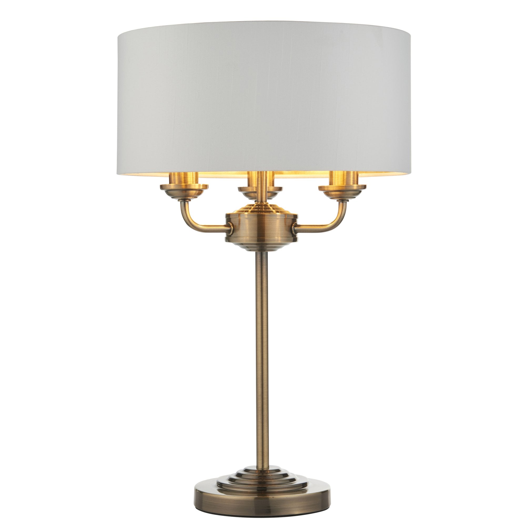 Endon Highclere 3 Light Table Lamp - Antique Brass & Vintage White