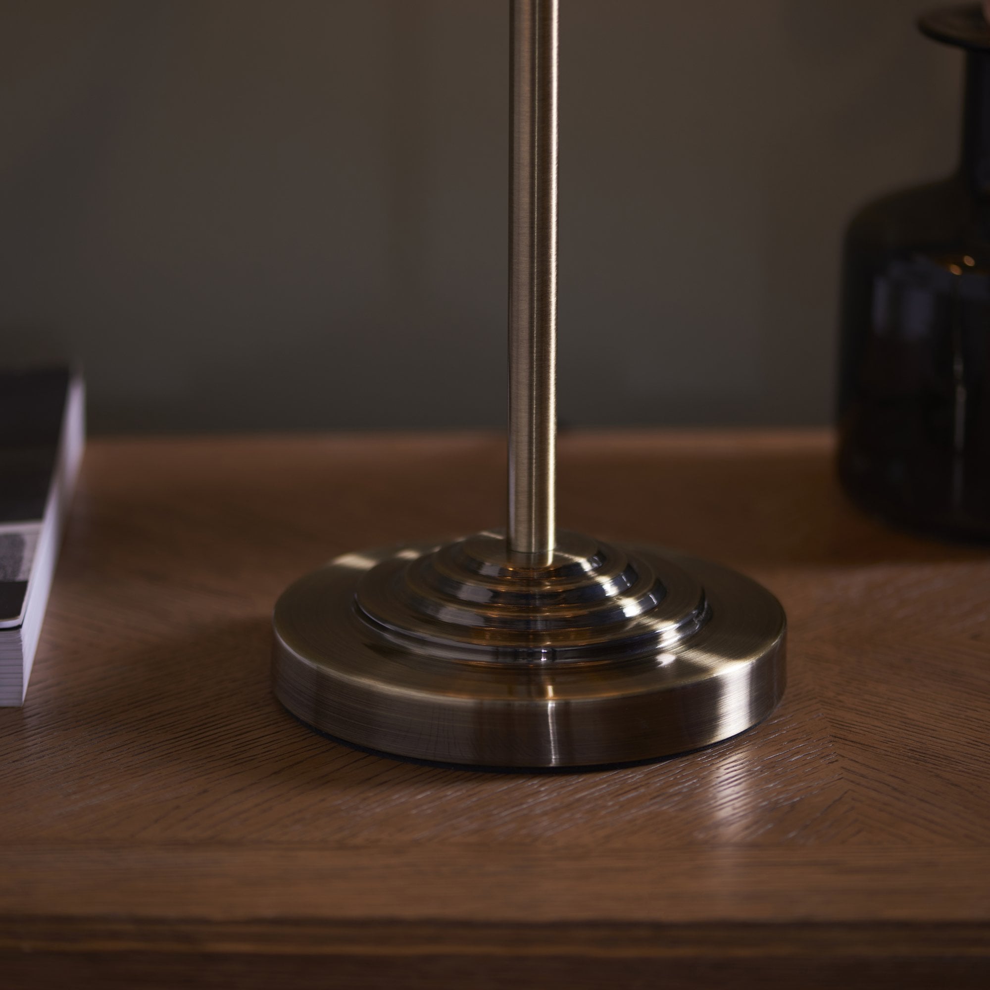 Endon Highclere 3 Light Table Lamp - Antique Brass & Vintage White