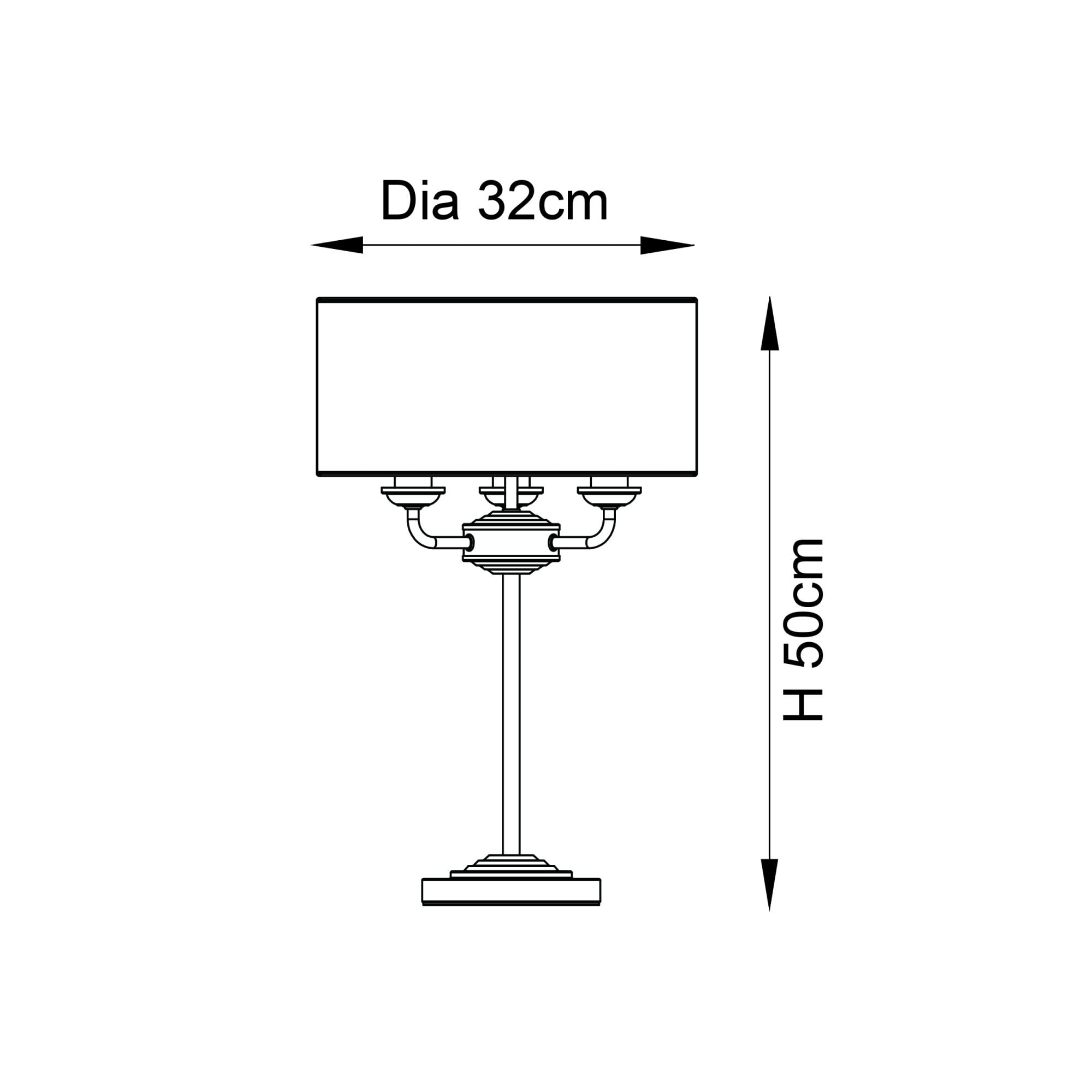 Endon Highclere 3 Light Table Lamp - Antique Brass & Vintage White