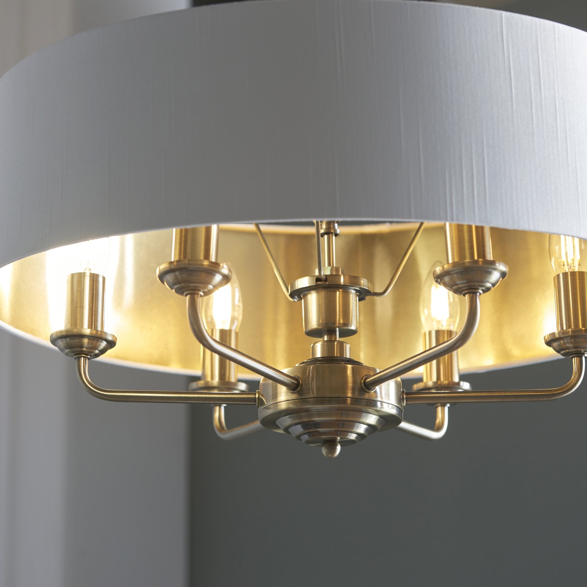 Endon Highclere 6 Light Pendant - Antique Brass & Vintage White