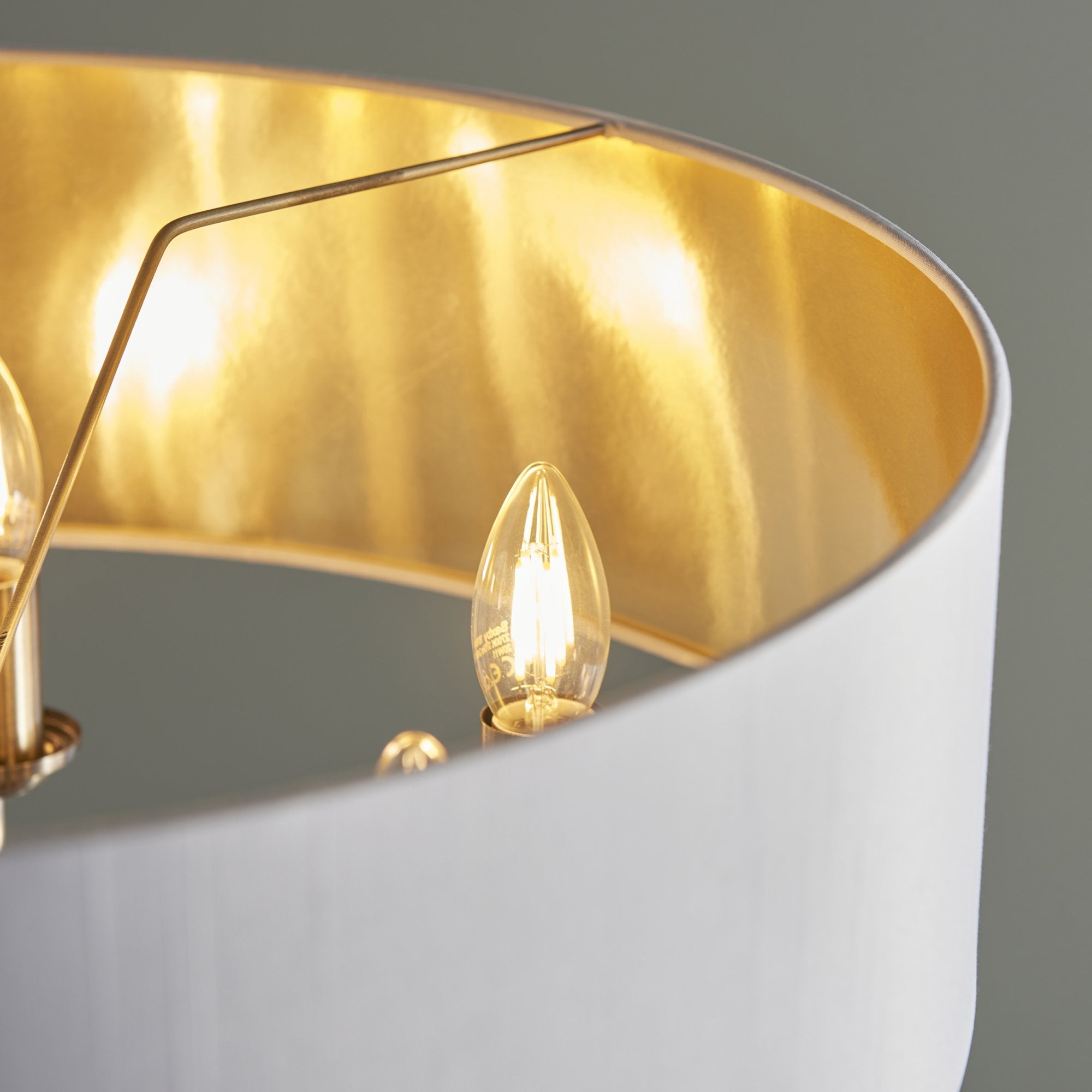 Endon Highclere 6 Light Pendant - Antique Brass & Vintage White