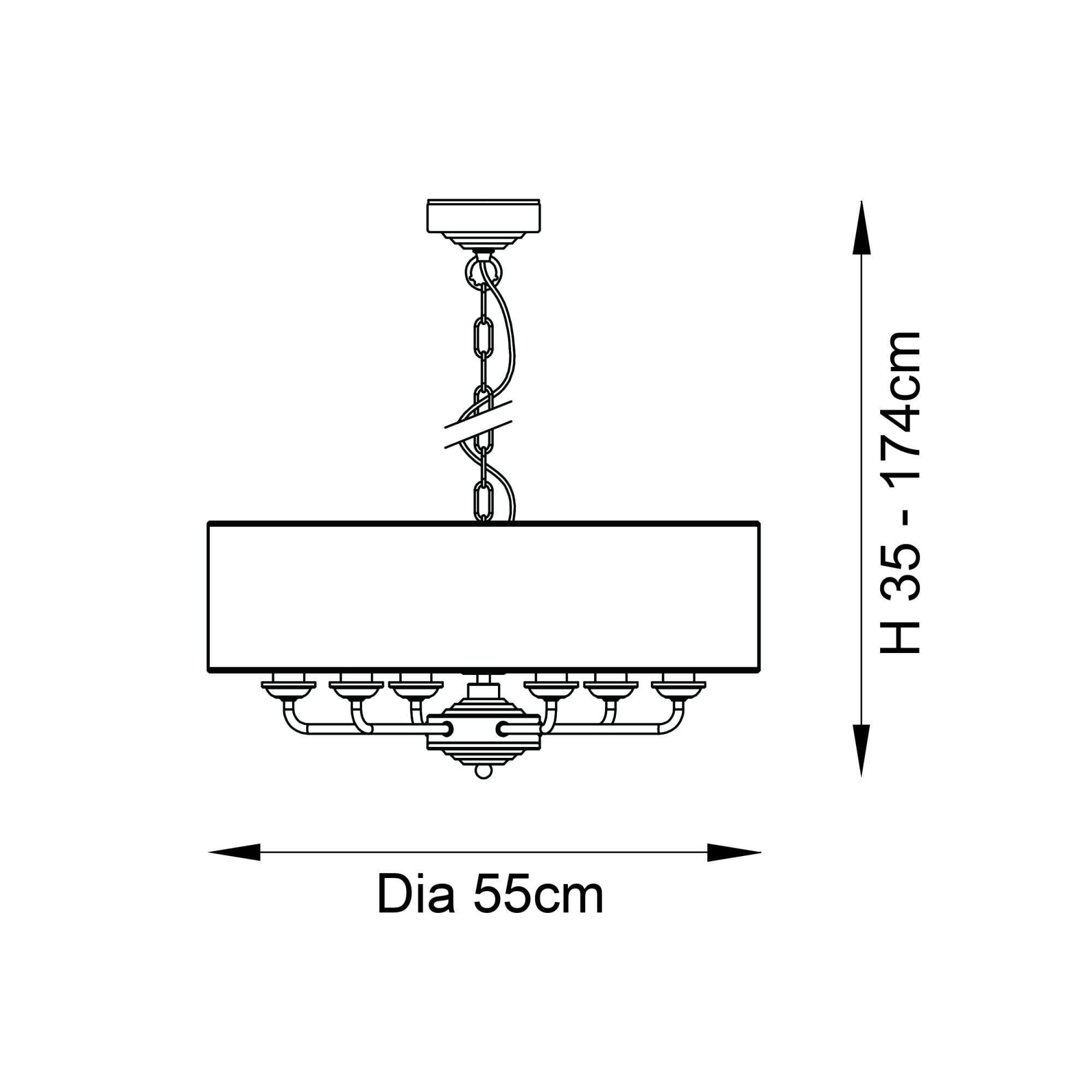 Endon Highclere 6 Light Pendant - Antique Brass & Vintage White