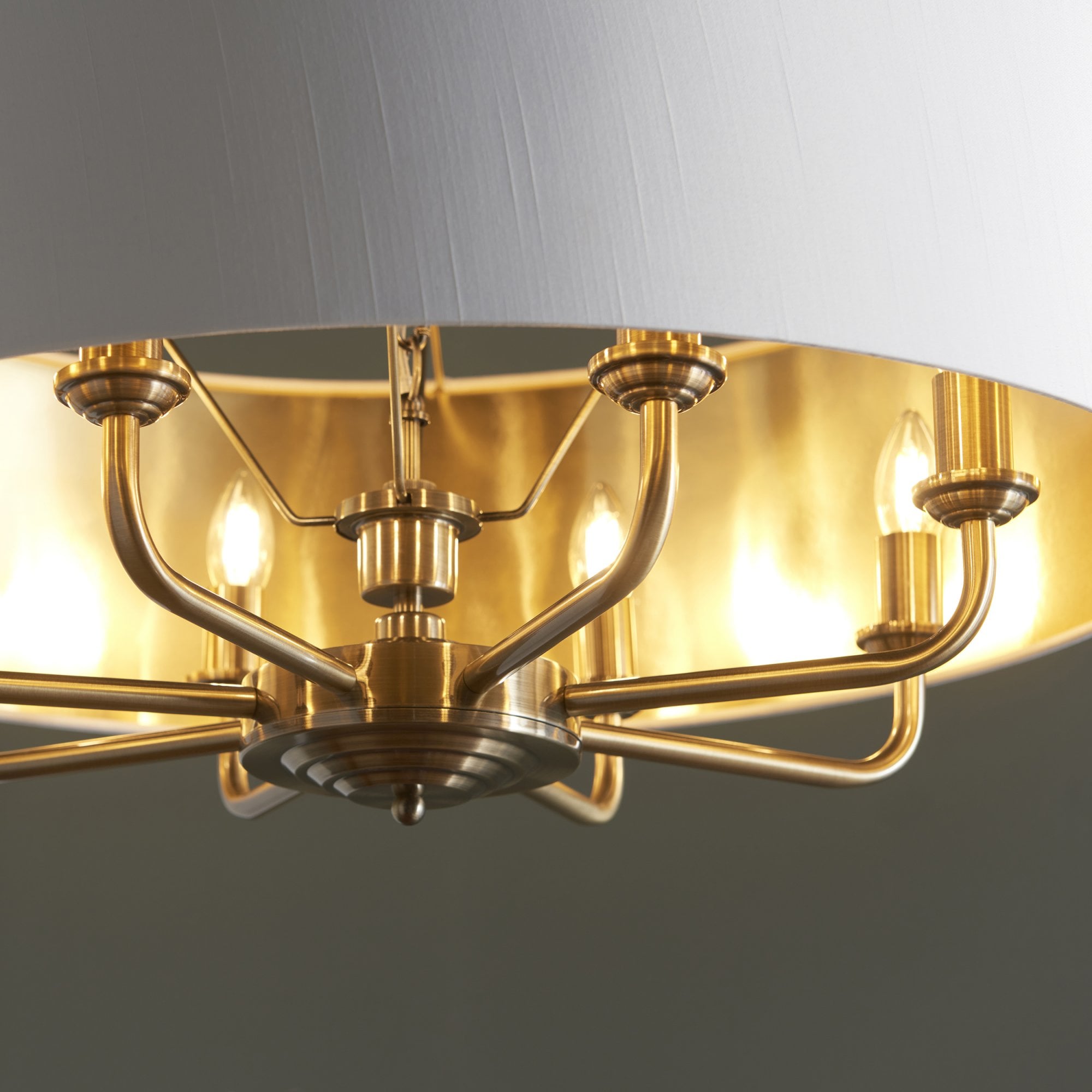 Endon Highclere 8 Light Pendant - Antique Brass & Vintage White