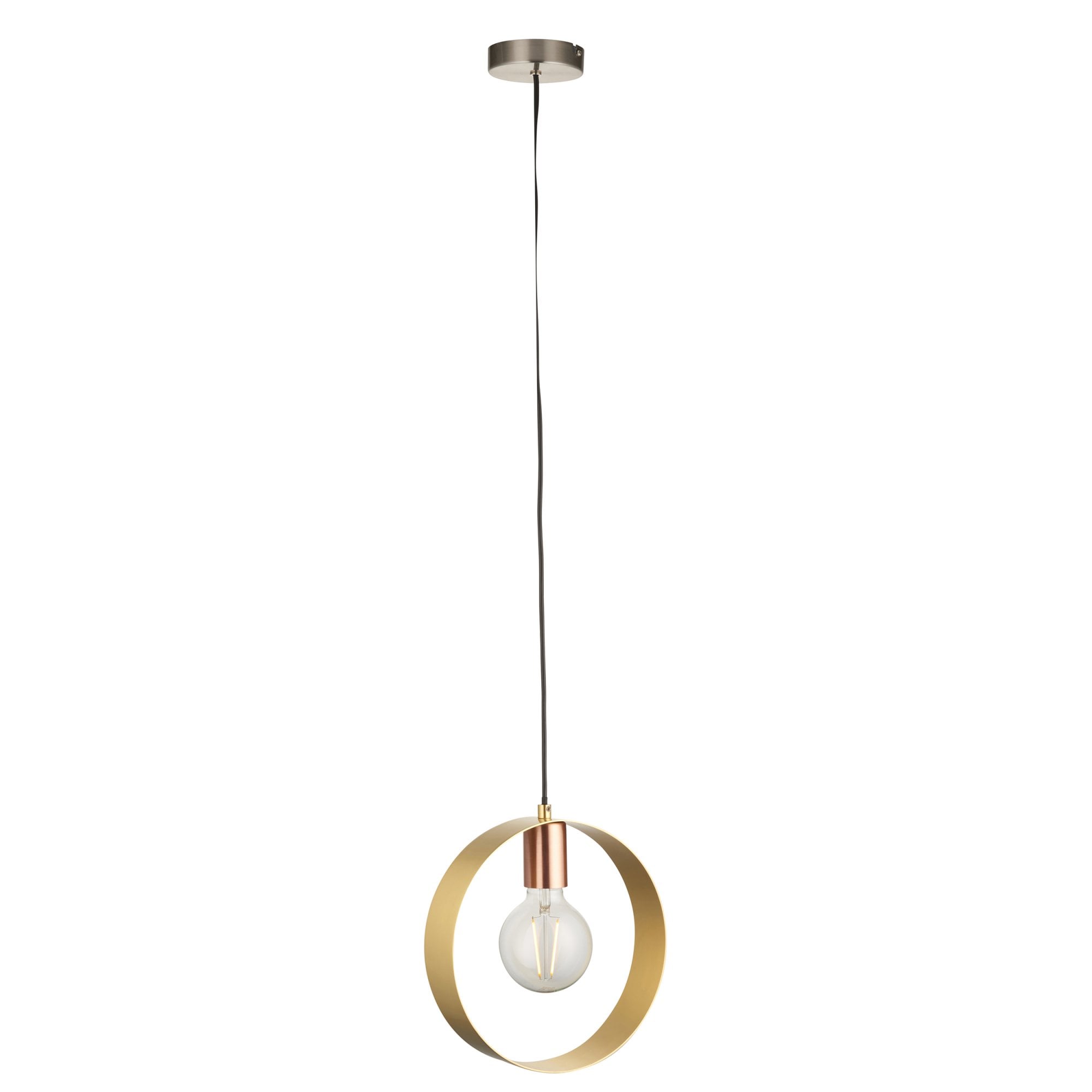 Endon Hoop Single Pendant - Brushed Copper, Nickel & Brass