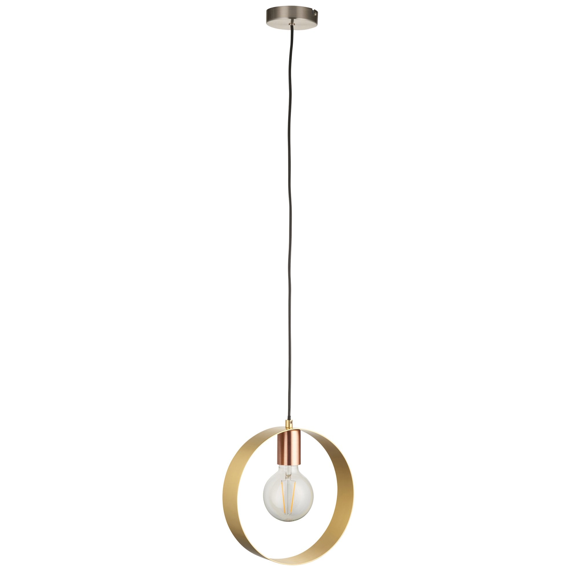 Endon Hoop Single Pendant - Brushed Copper, Nickel & Brass