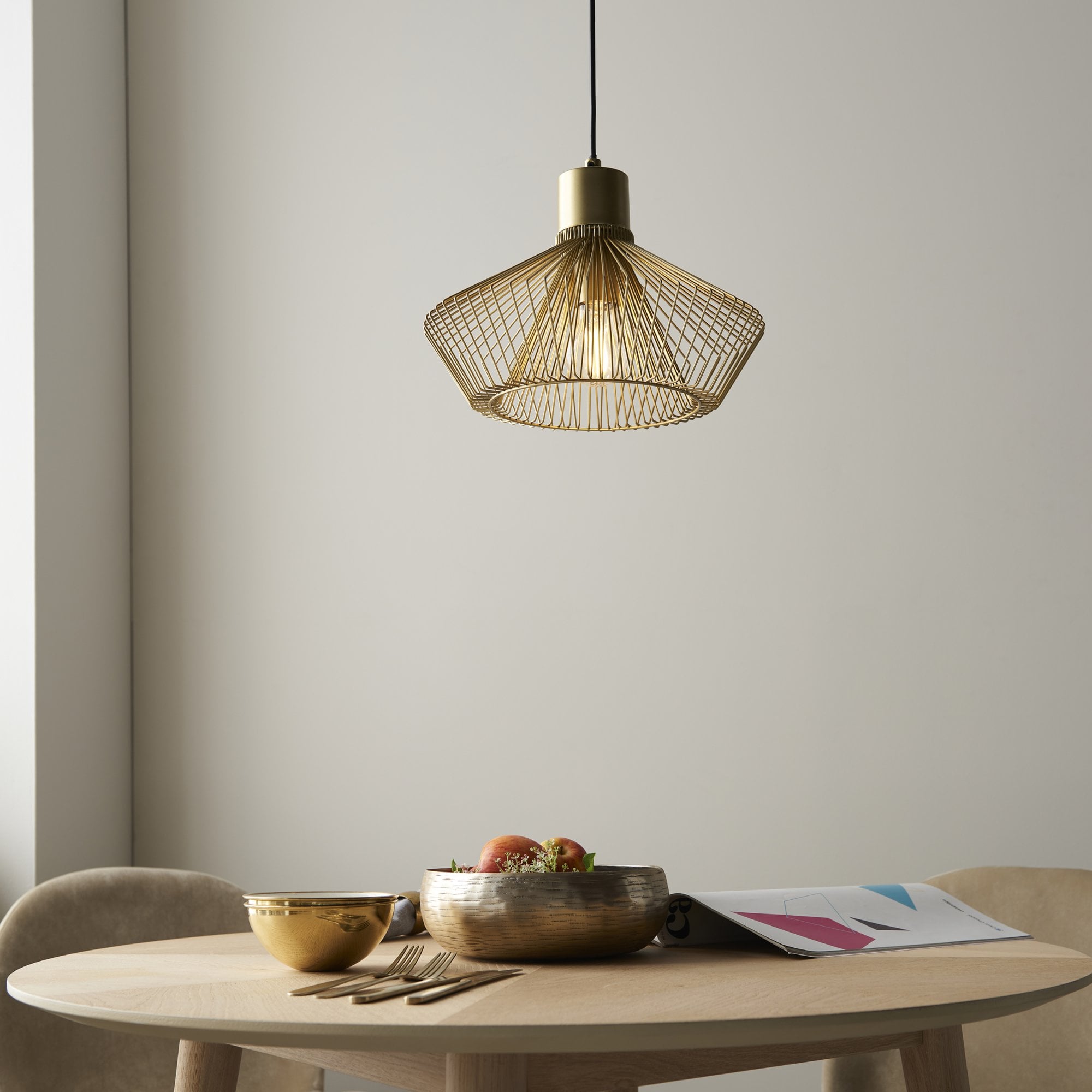 Endon Kimberley Single Caged Pendant - Gold Painted