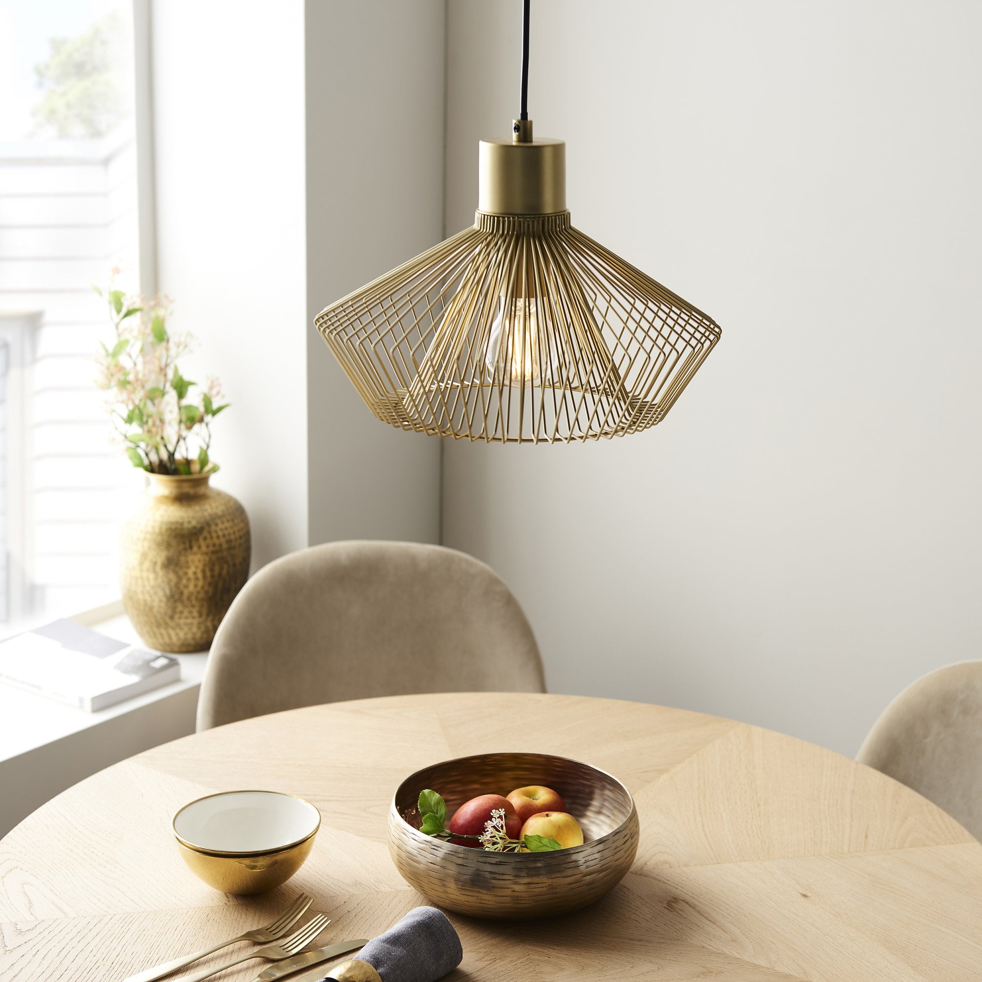 Endon Kimberley Single Caged Pendant - Gold Painted