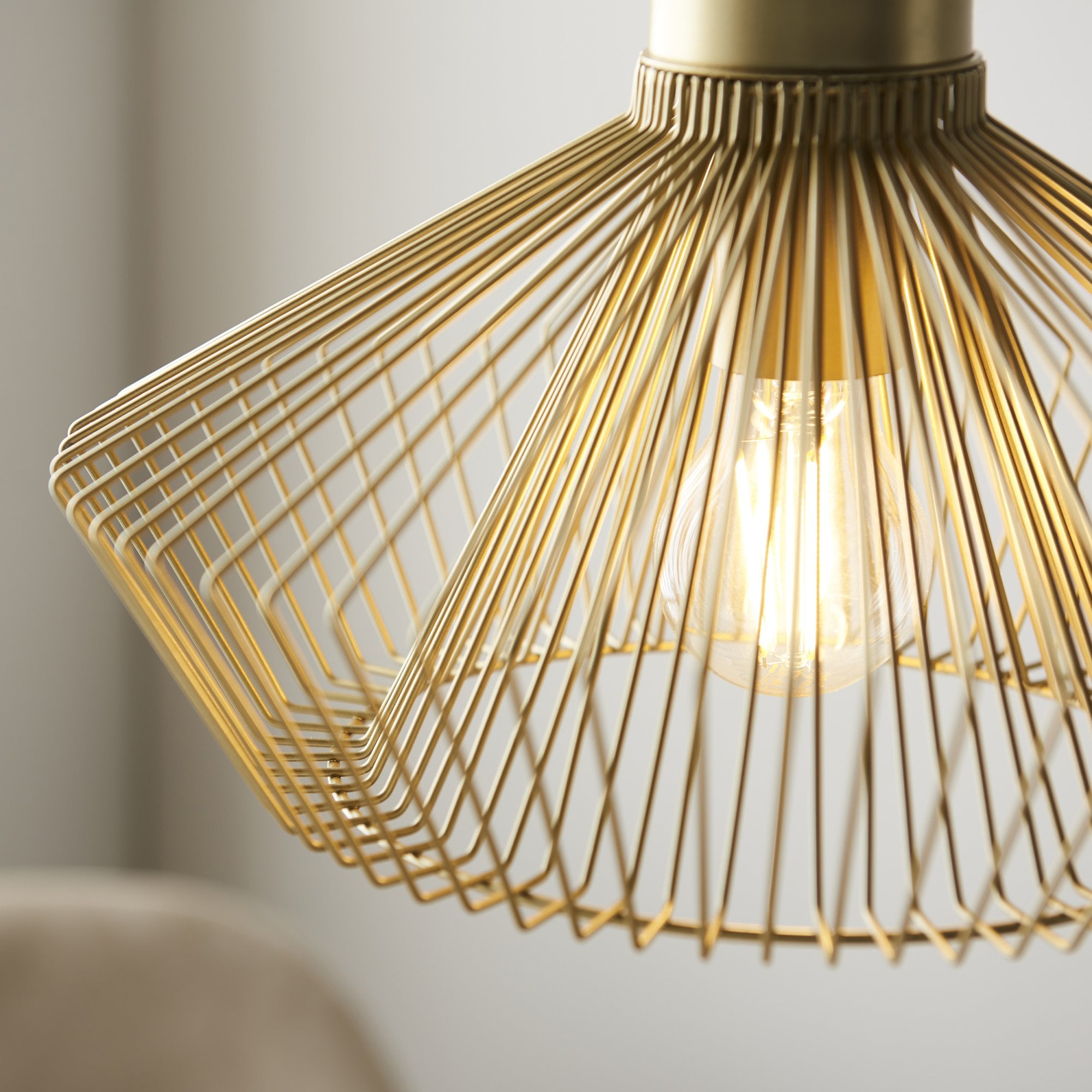 Endon Kimberley Single Caged Pendant - Gold Painted