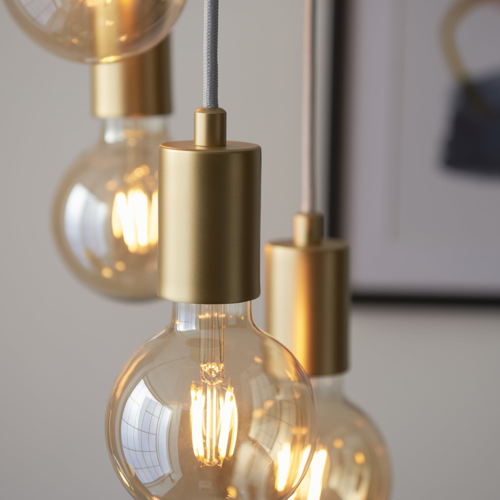 Endon Studio 6 Light Pendant - Soft Gold Paint & Brushed Brass