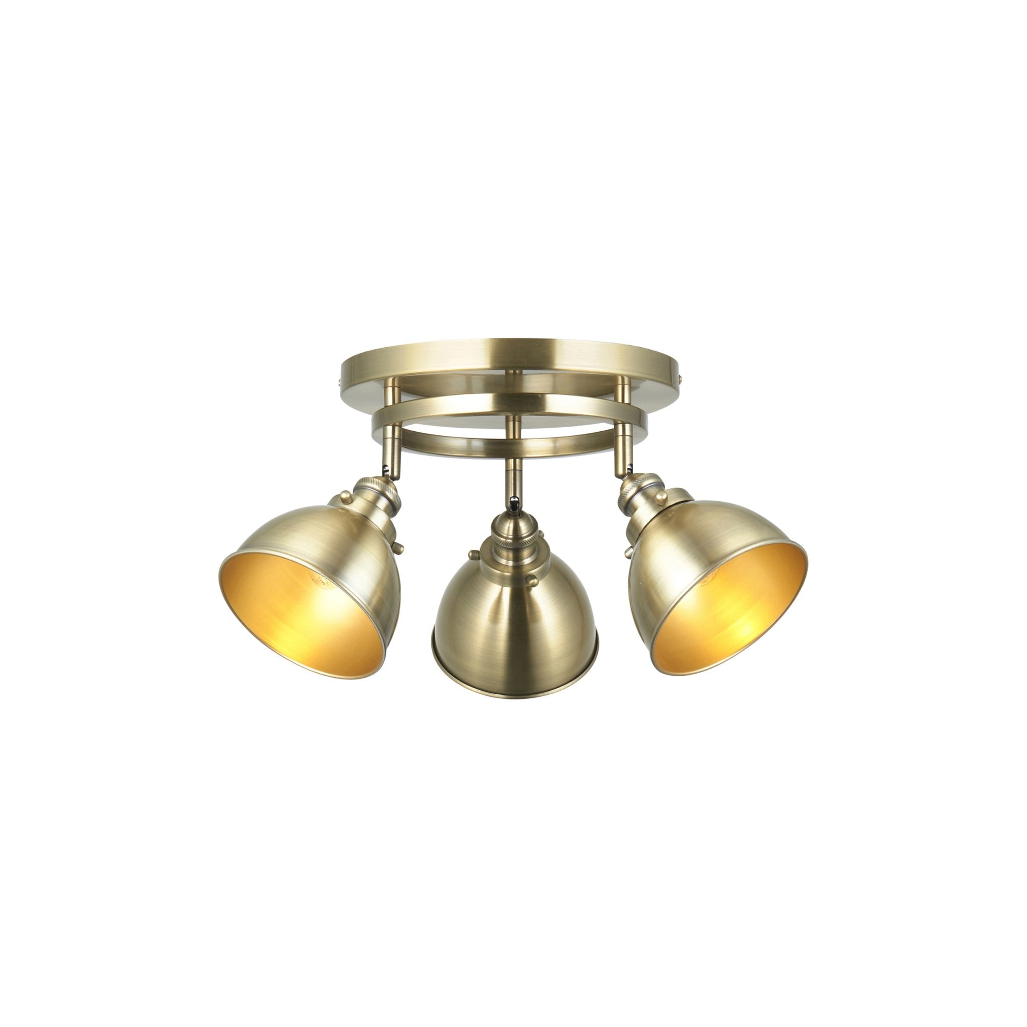 Endon Wyatt 3 Light Round Spotlight - Antique Brass