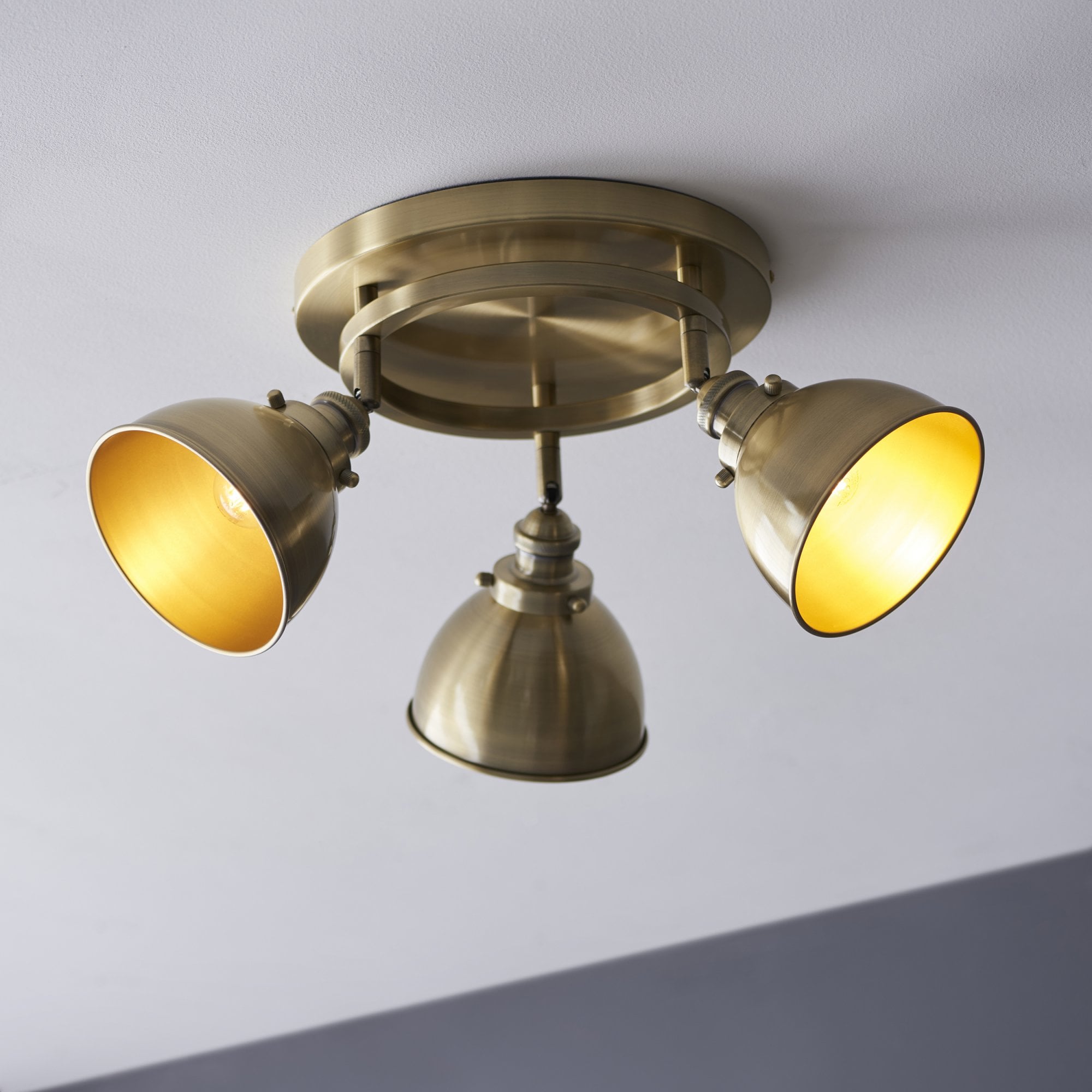 Endon Wyatt 3 Light Round Spotlight - Antique Brass