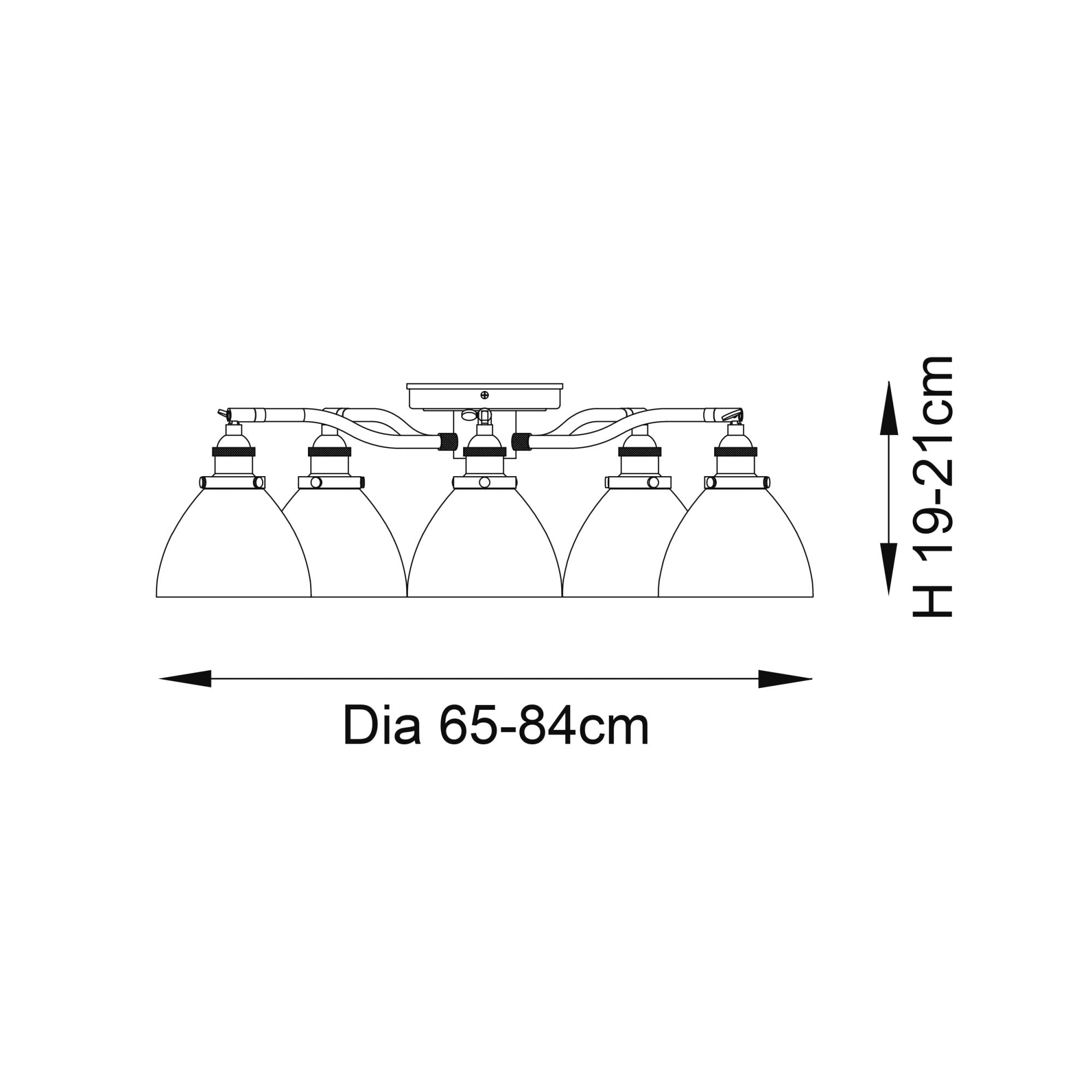 Endon Hansen 5 Light Semi Flush - Antique Brass