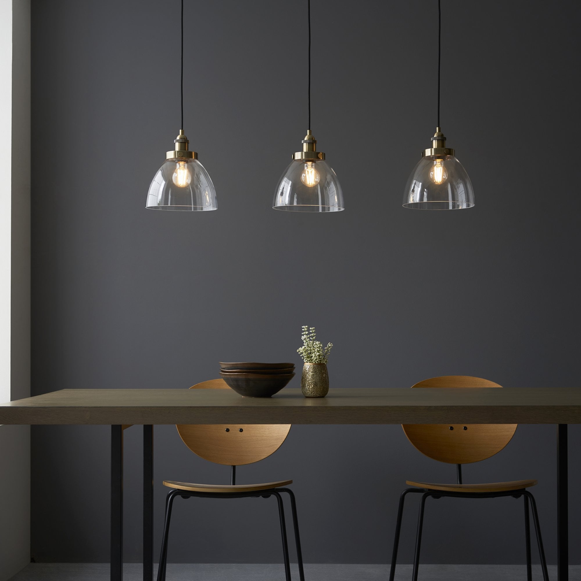 Endon Hansen 3 Light Linear Pendant - Antique Brass