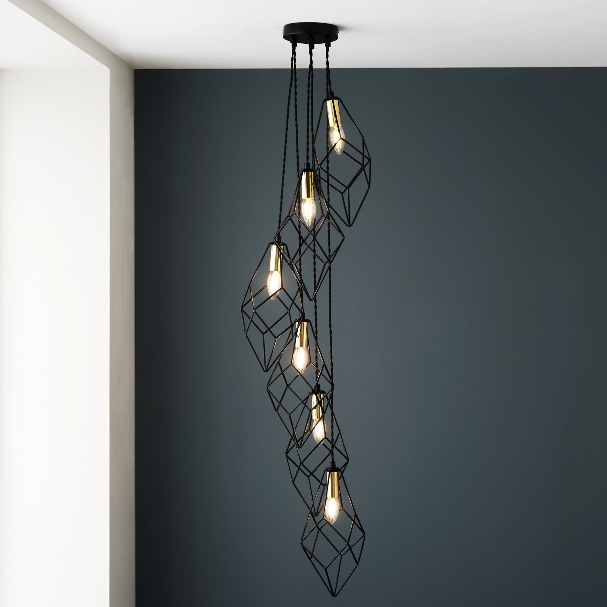 Endon Jaxon 6 Light Cascade Pendant - Matt Black