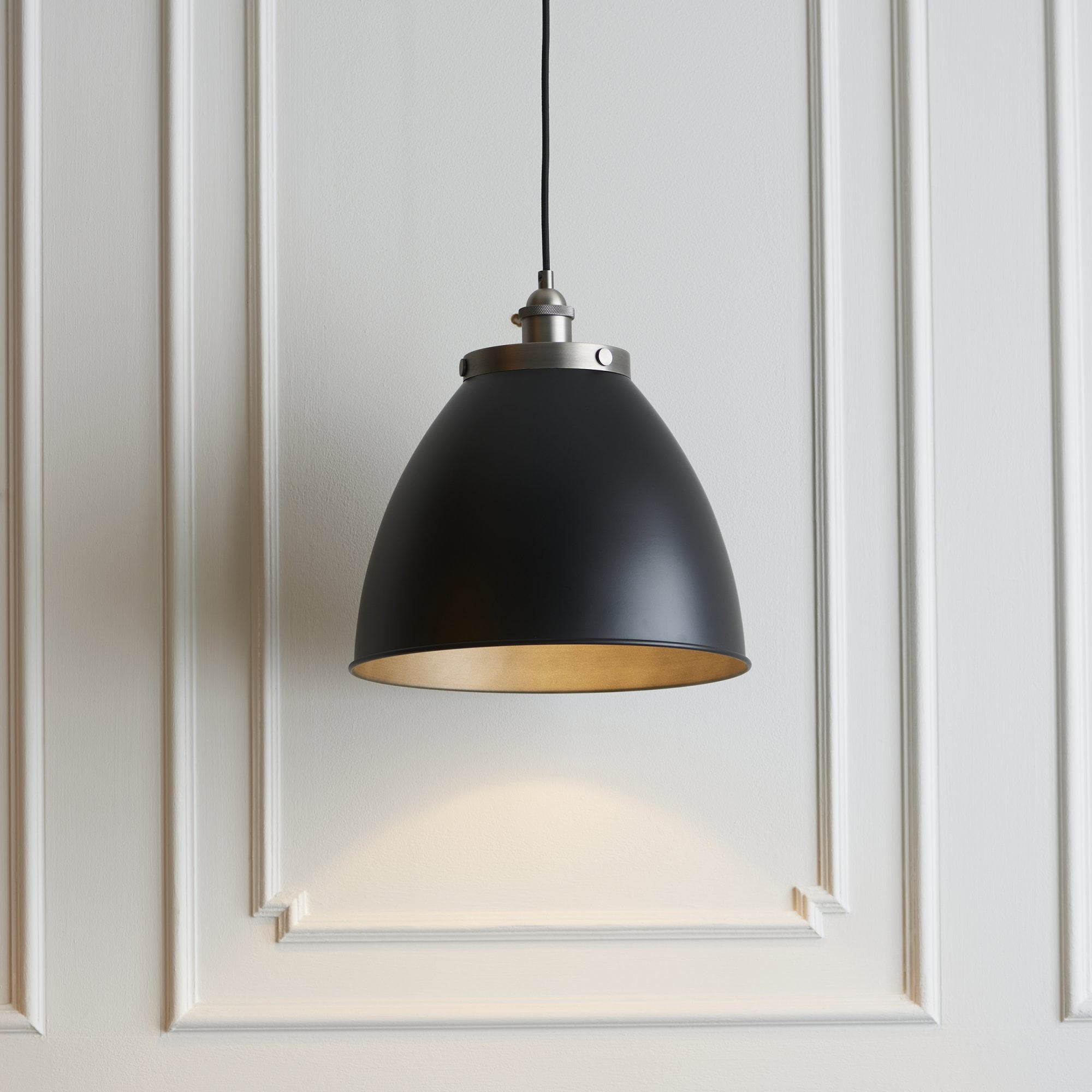 Endon Franklin Large Single Light Pendant - Matt Black & Aged Pewter