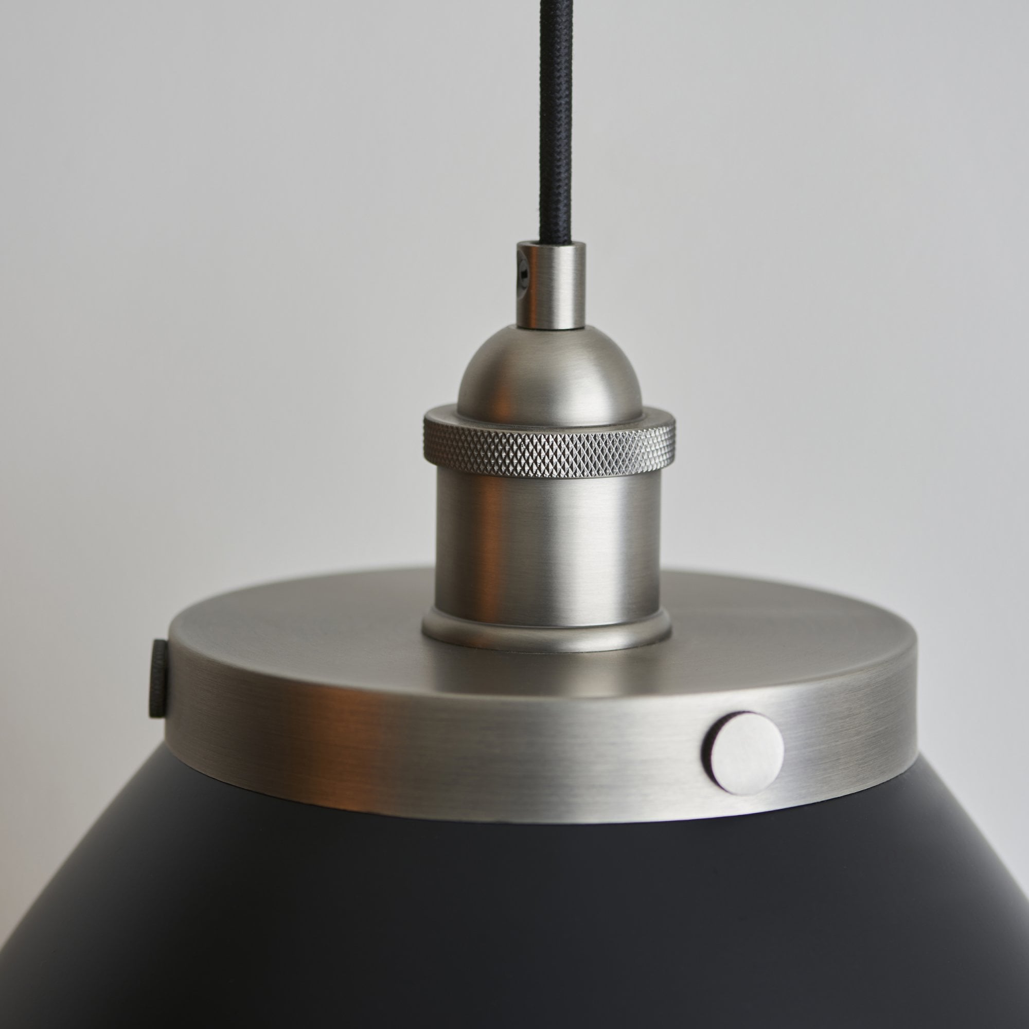 Endon Franklin Large Single Light Pendant - Matt Black & Aged Pewter