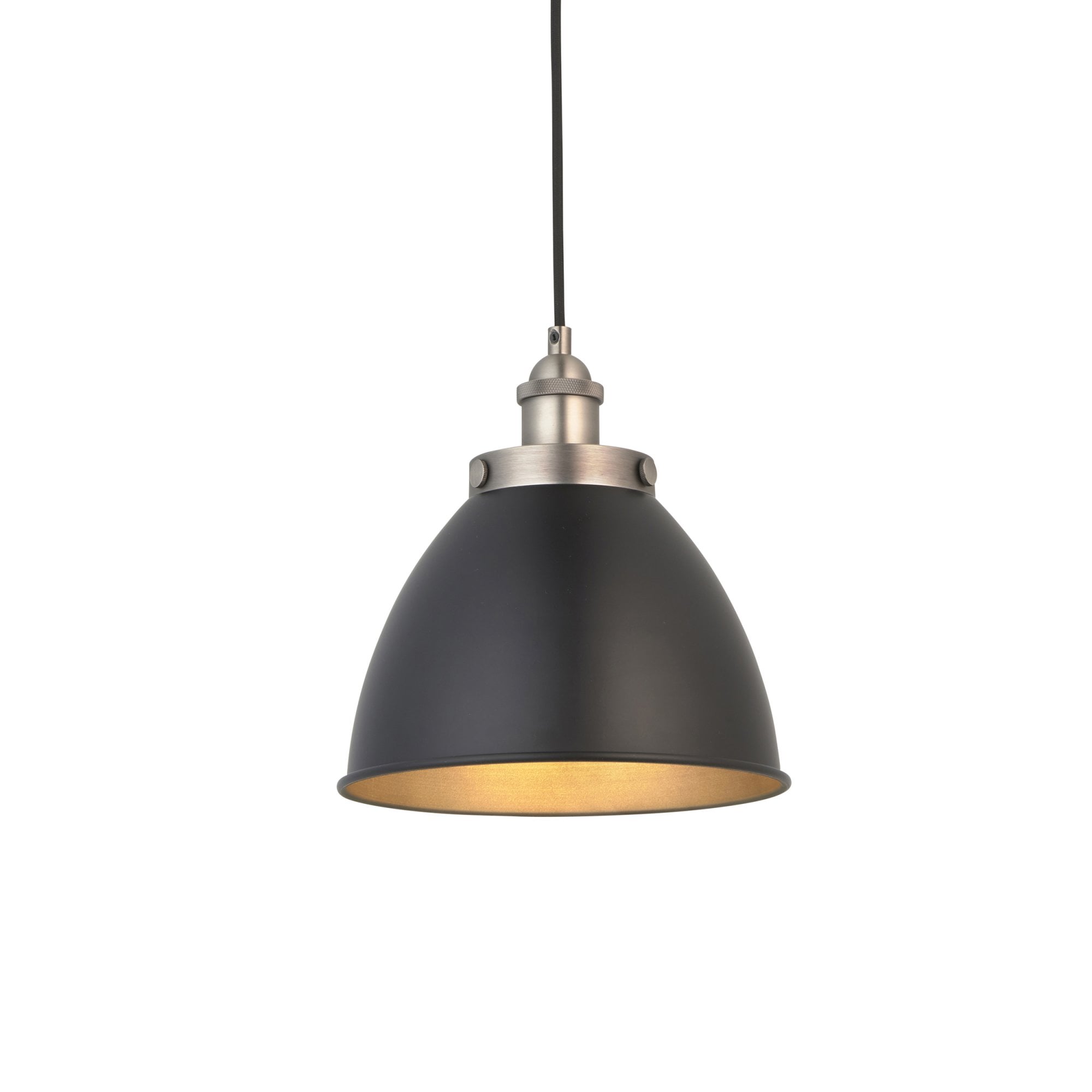 Endon Franklin Small Single Light Pendant - Matt Black & Aged Pewter