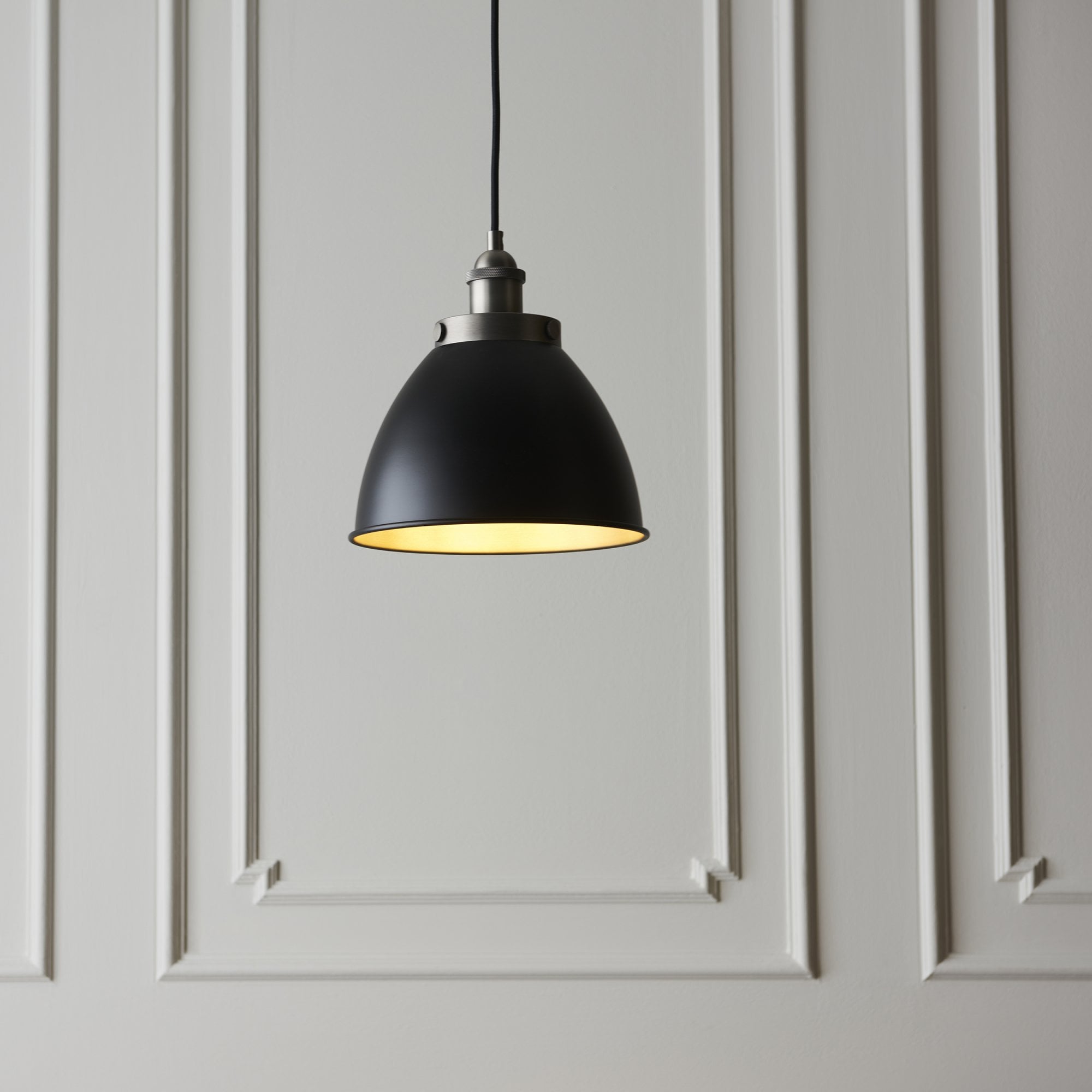 Endon Franklin Small Single Light Pendant - Matt Black & Aged Pewter