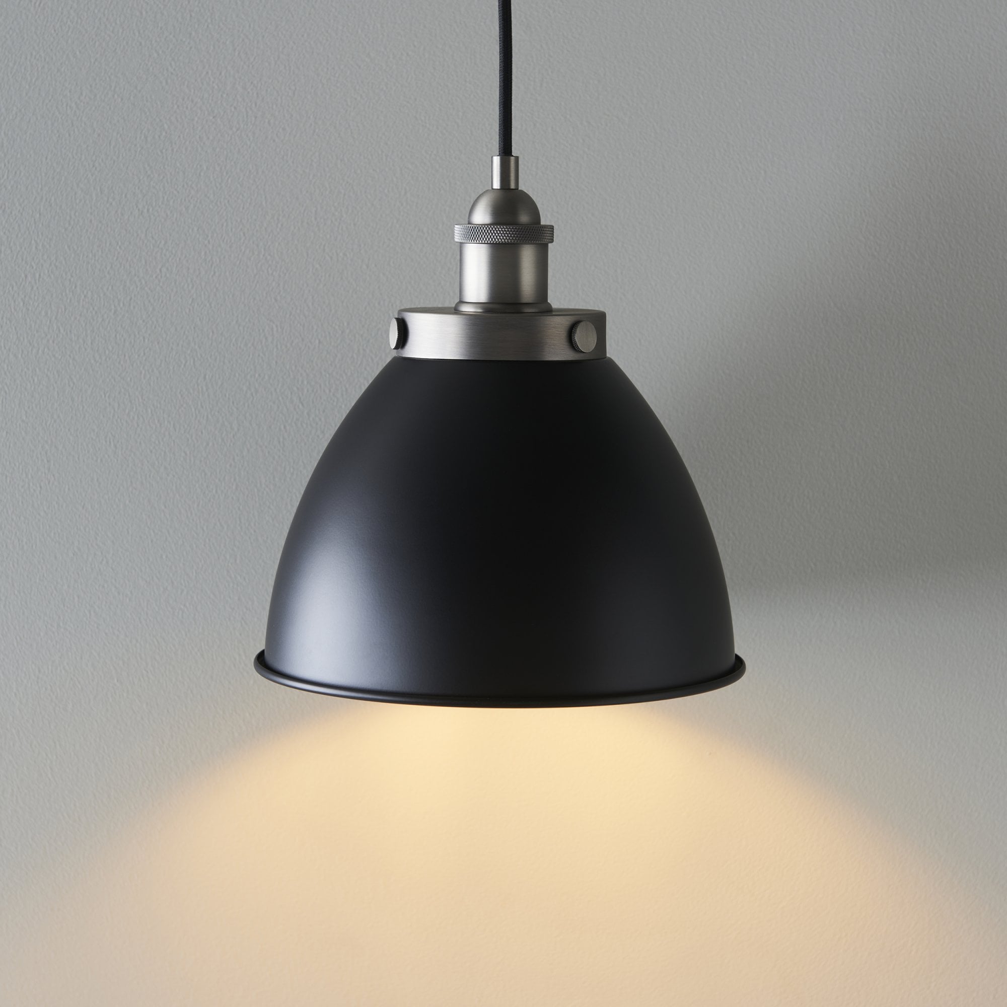 Endon Franklin Small Single Light Pendant - Matt Black & Aged Pewter