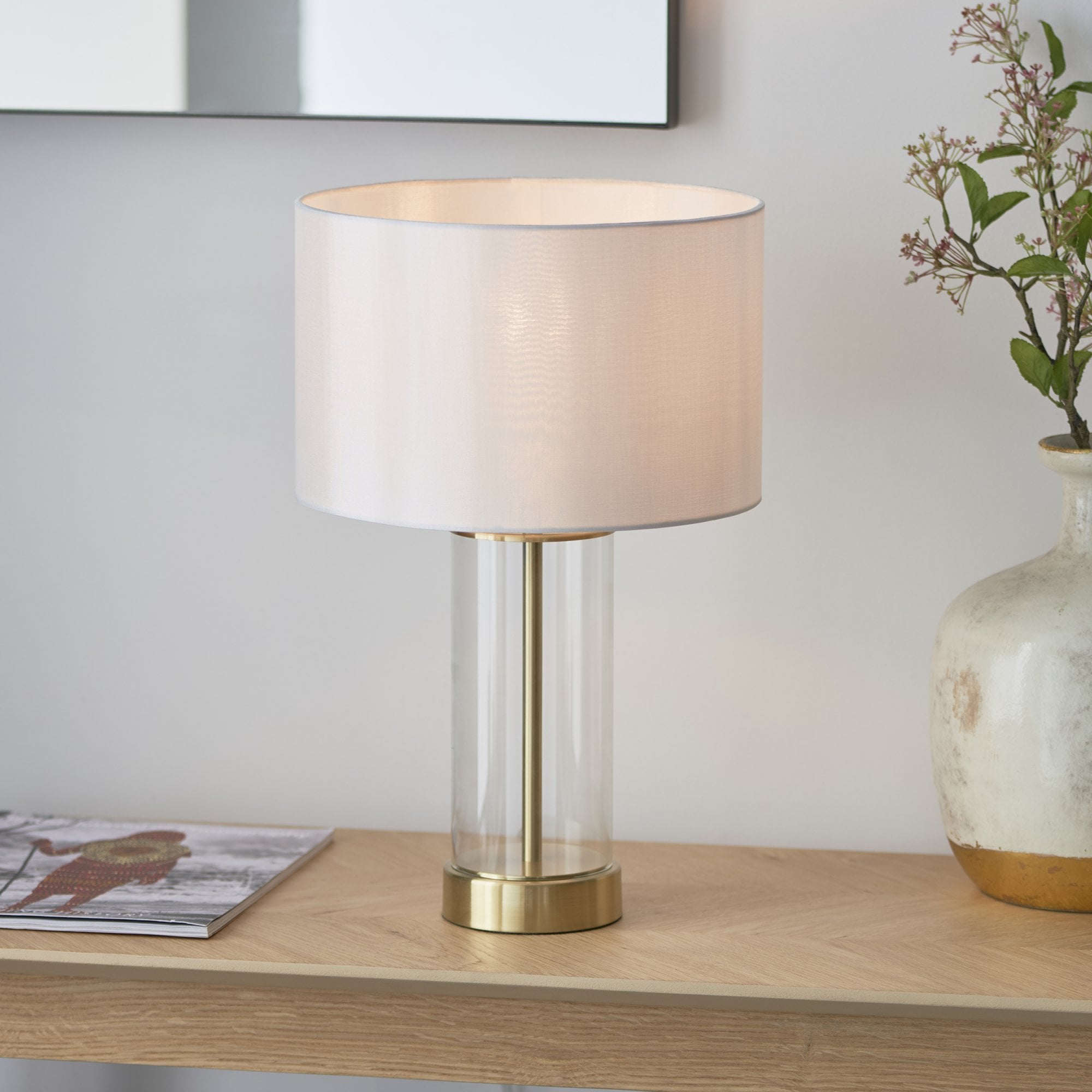 Endon Lessina Small Touch Table Lamp - Vintage White & Gold
