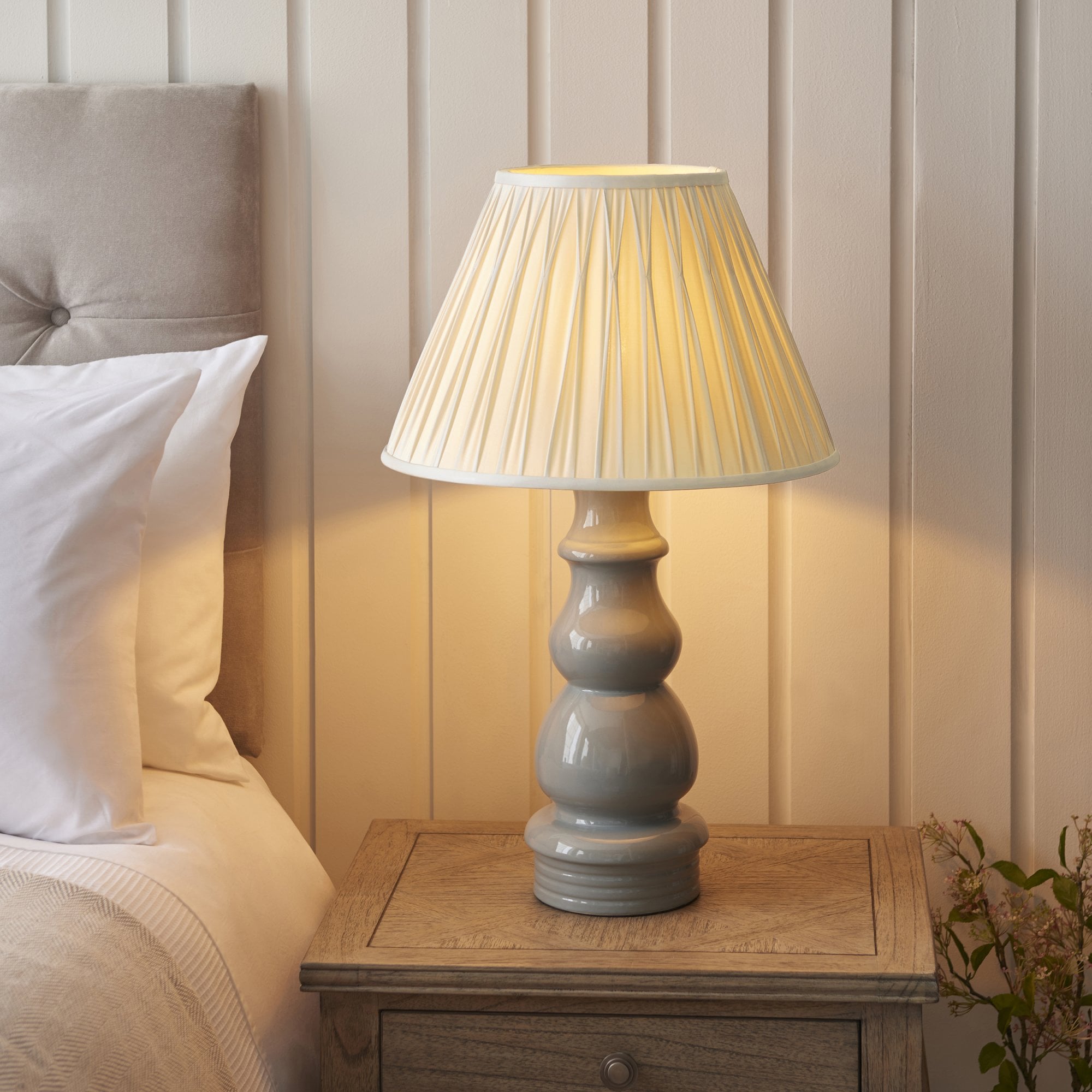 Endon Provence Table Lamp Base - Blue Grey Glaze - Base Only