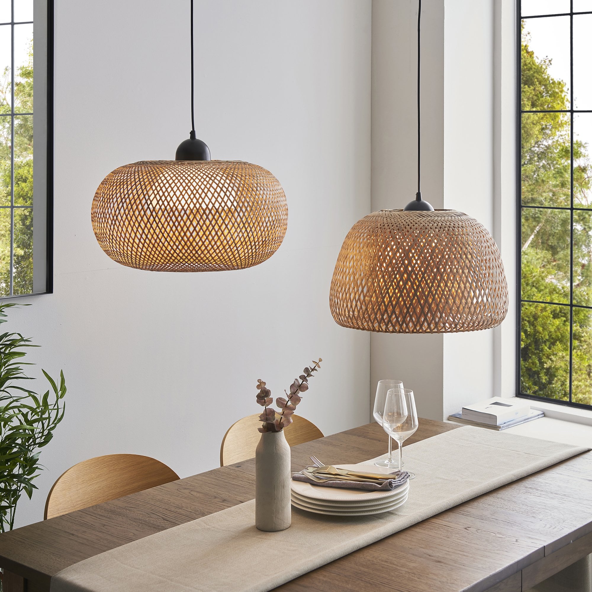 Endon Bali Round Raffia Twine Pendant - Bamboo Shade