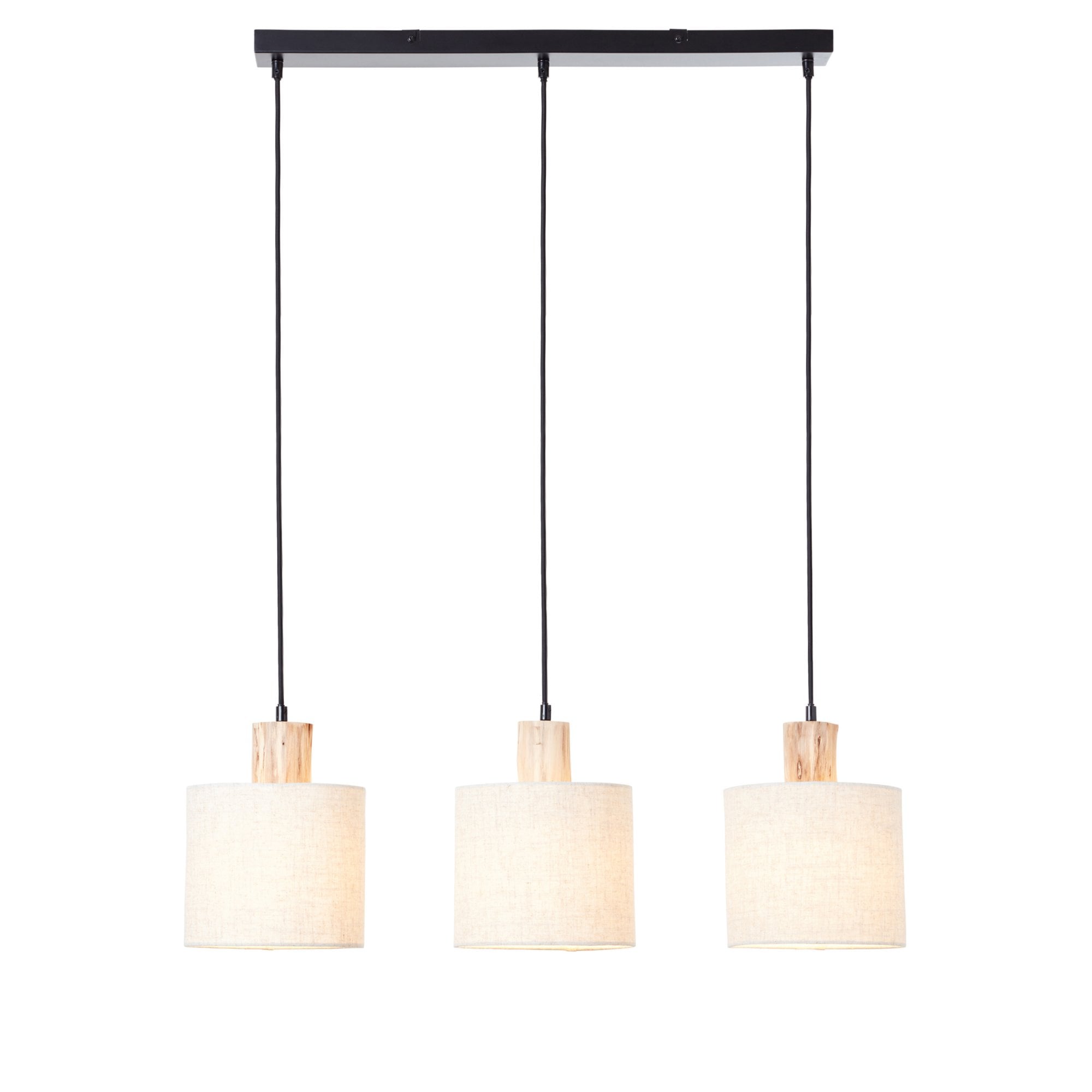 Endon Durban 3 Light Linear Pendant - Natural Linen & Wood