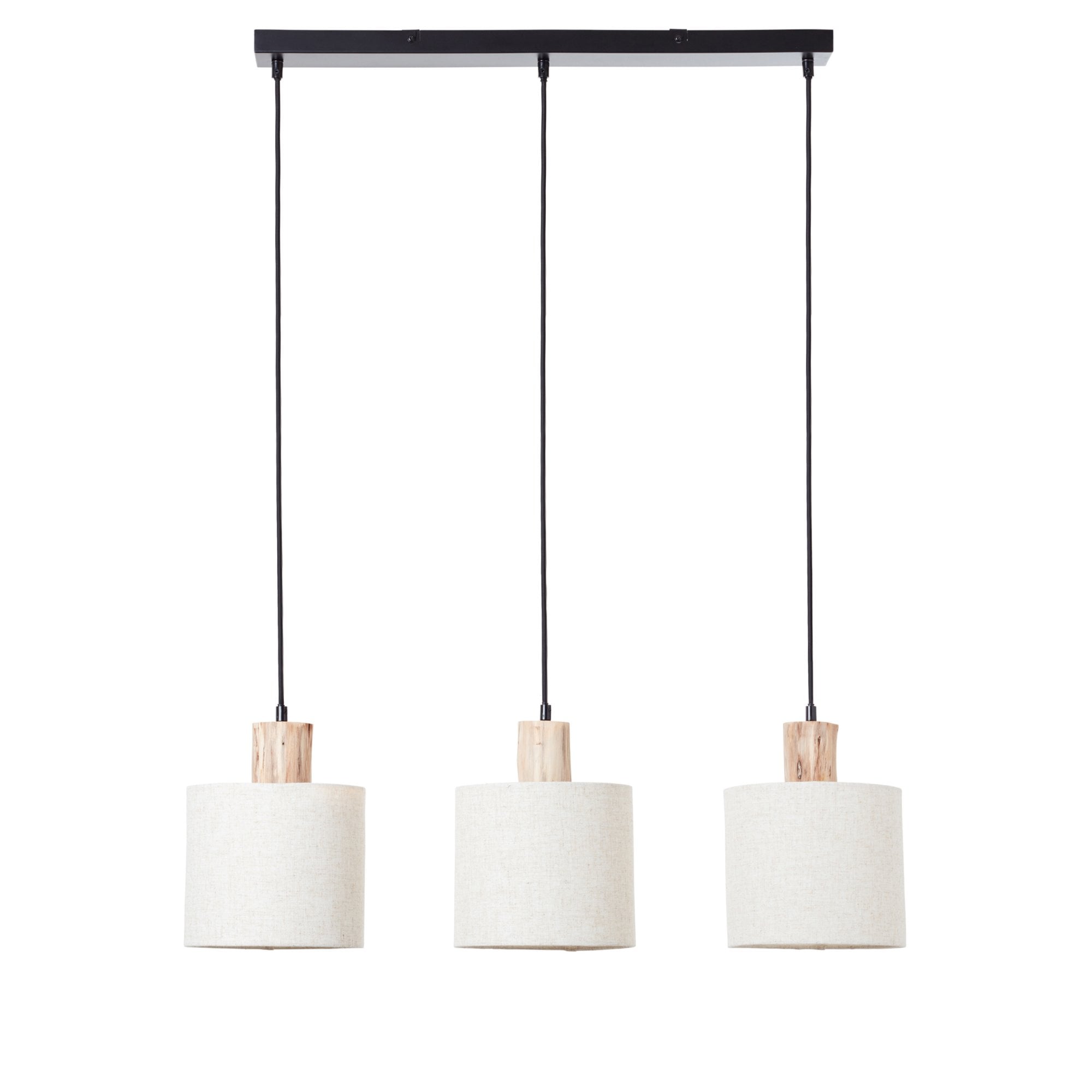 Endon Durban 3 Light Linear Pendant - Natural Linen & Wood