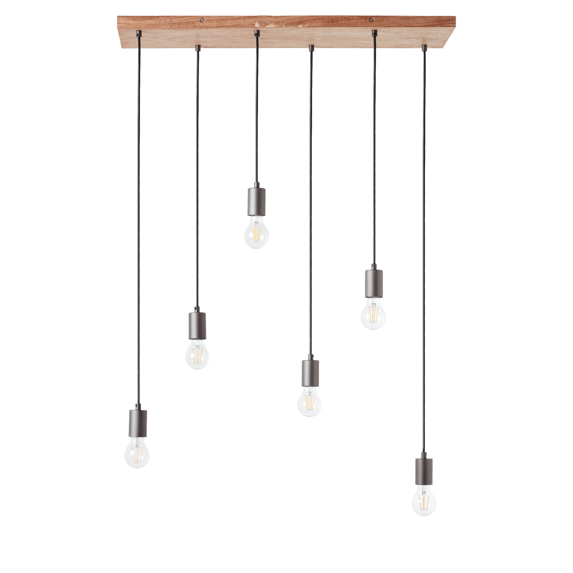 Endon Stellan 6 Light Linear Pendant - Oak Effect
