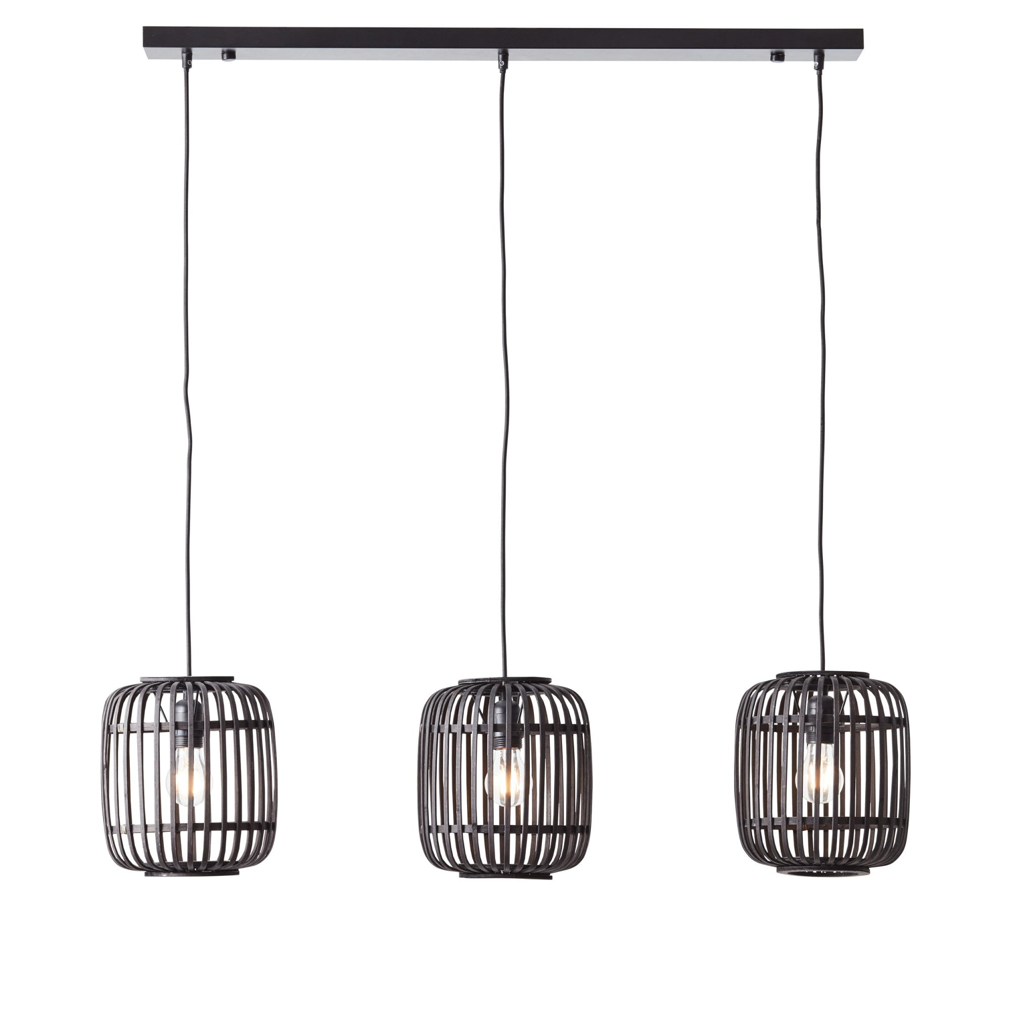 Endon Mathias Bamboo 3 Light Linear Pendant - Dark Stained Bamboo