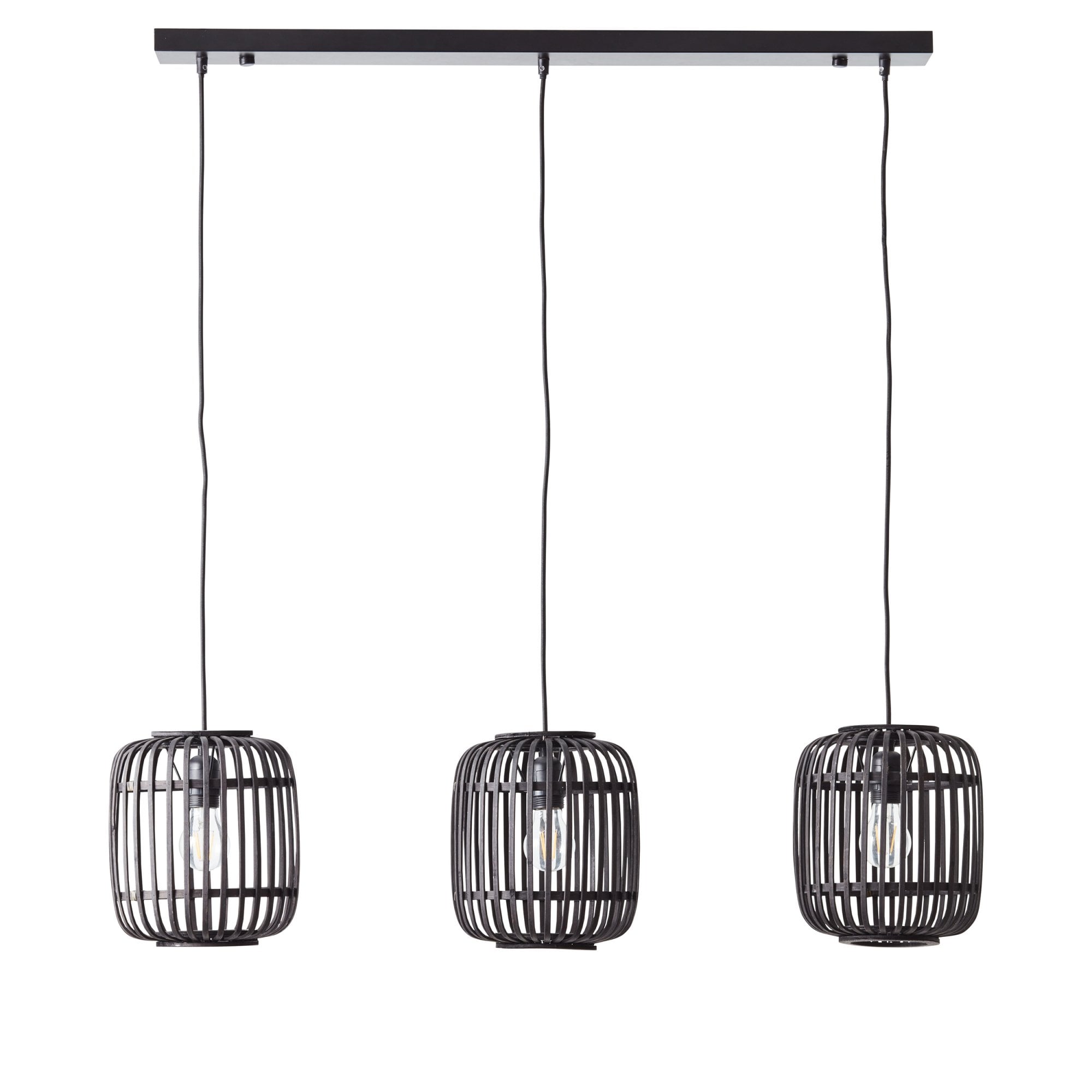 Endon Mathias Bamboo 3 Light Linear Pendant - Dark Stained Bamboo
