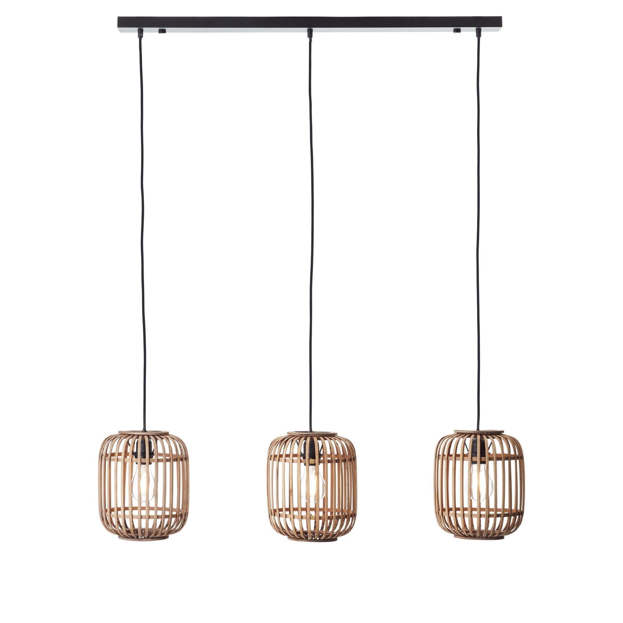 Endon Mathias Bamboo 3 Light Linear Pendant - Natural Bamboo
