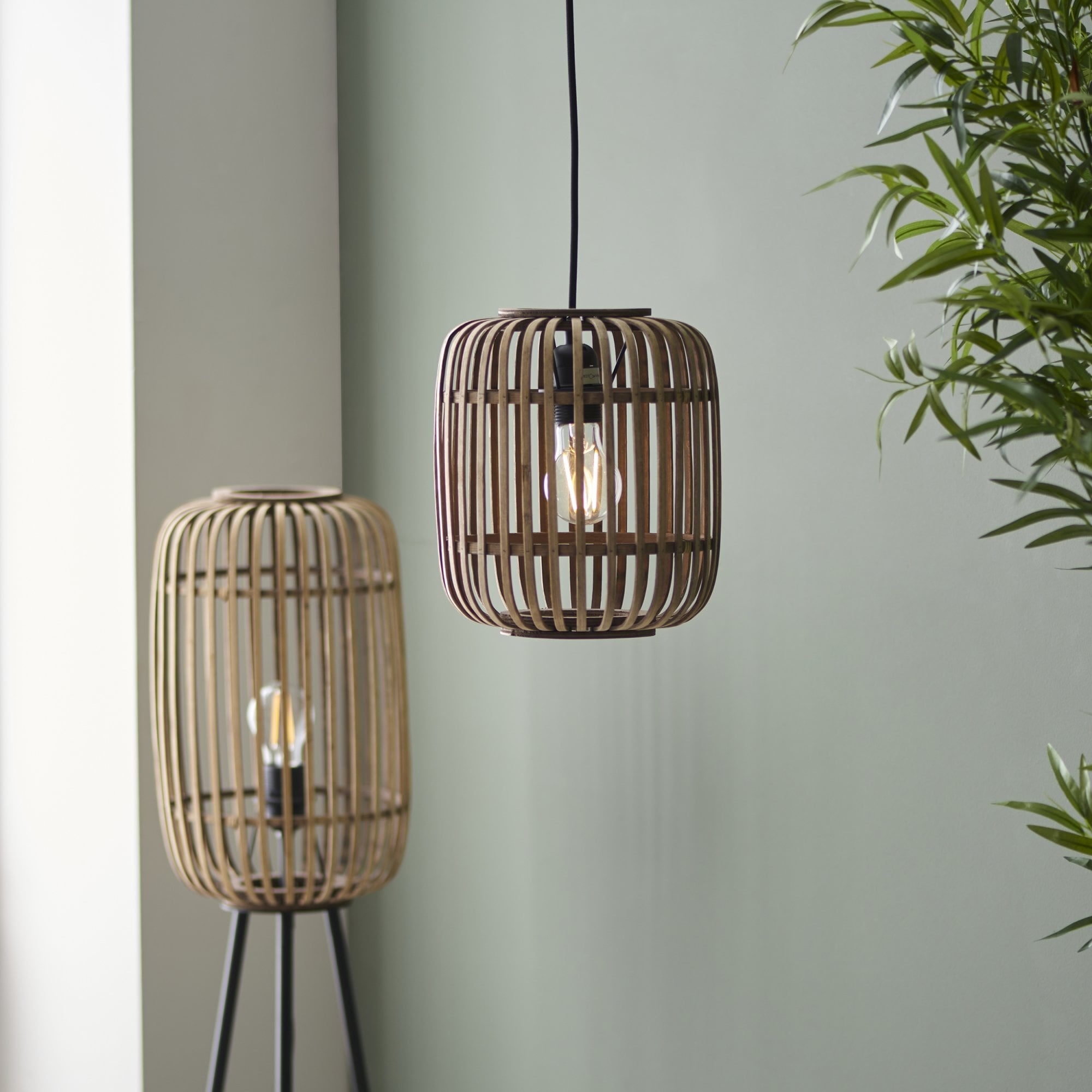 Endon Mathias Bamboo Single Light Pendant - Natural Bamboo