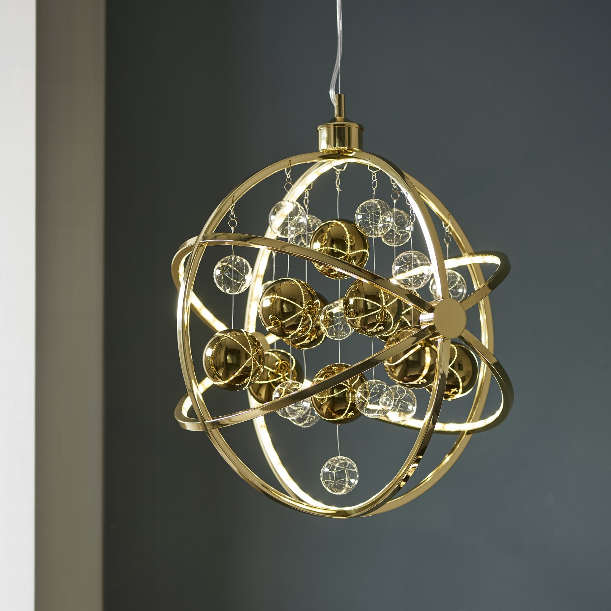 Endon Muni 480mm LED Pendant - Gold Effect Plate