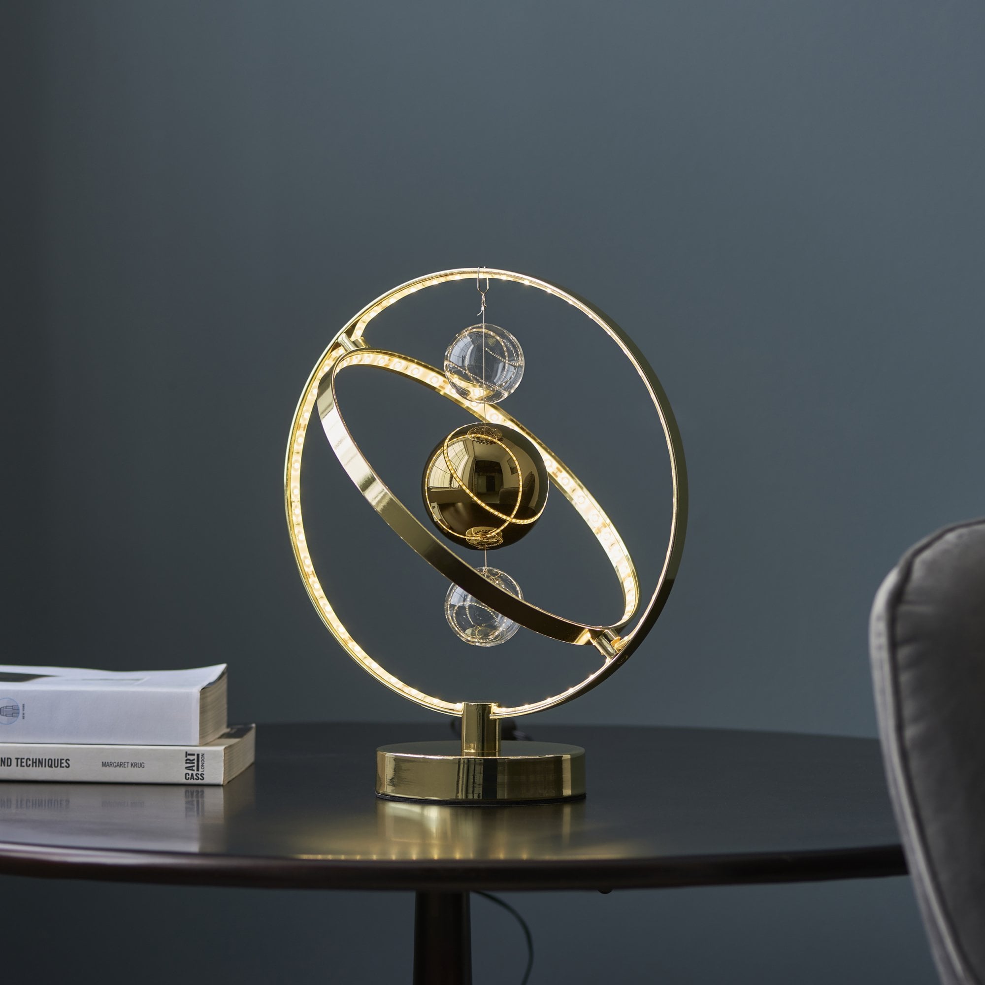 Endon Muni LED Table Lamp - Gold Effect Plate