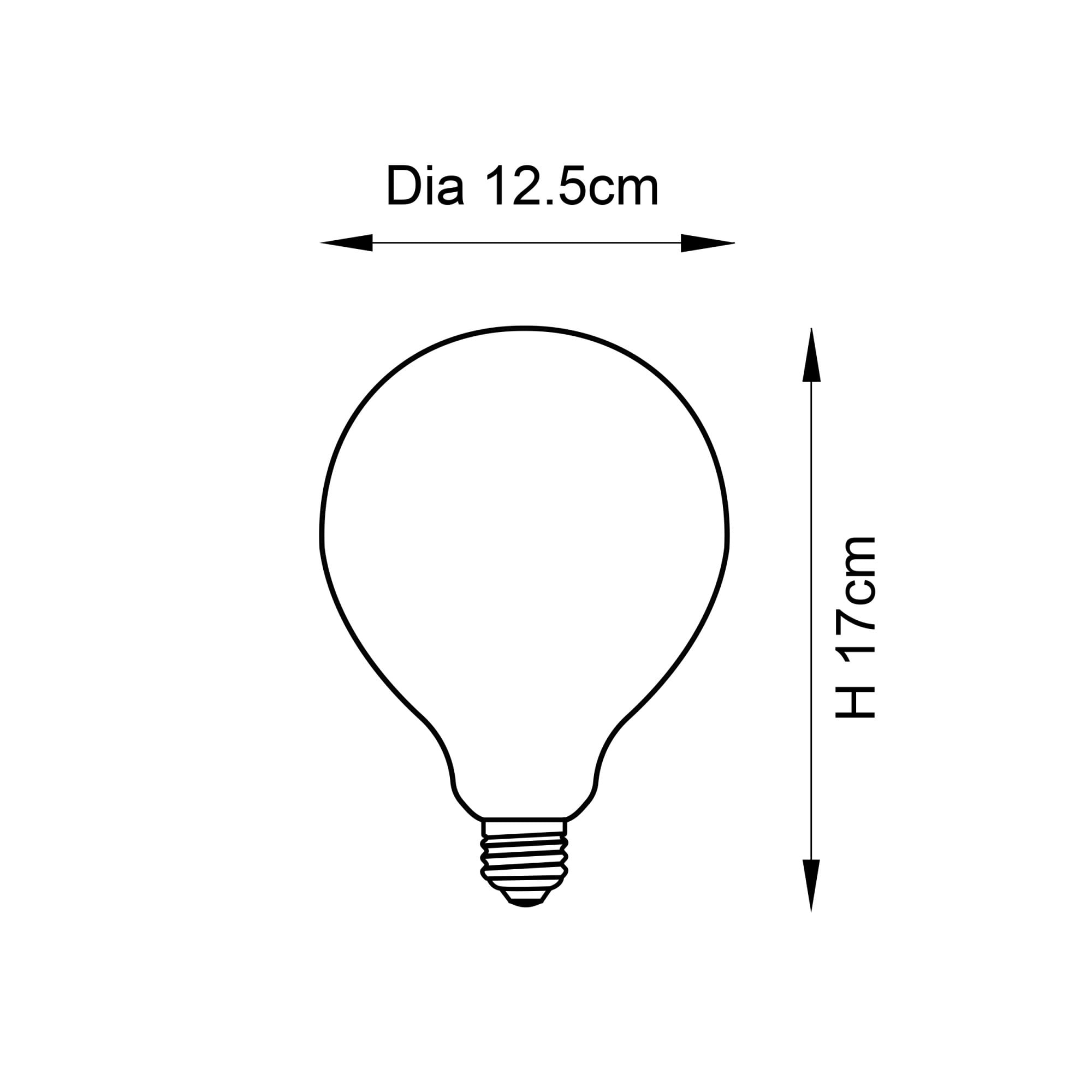 Endon Opaline 125mm E27 LED 12W Filament Bulb - 3000K - Dimmable - Opal Glass