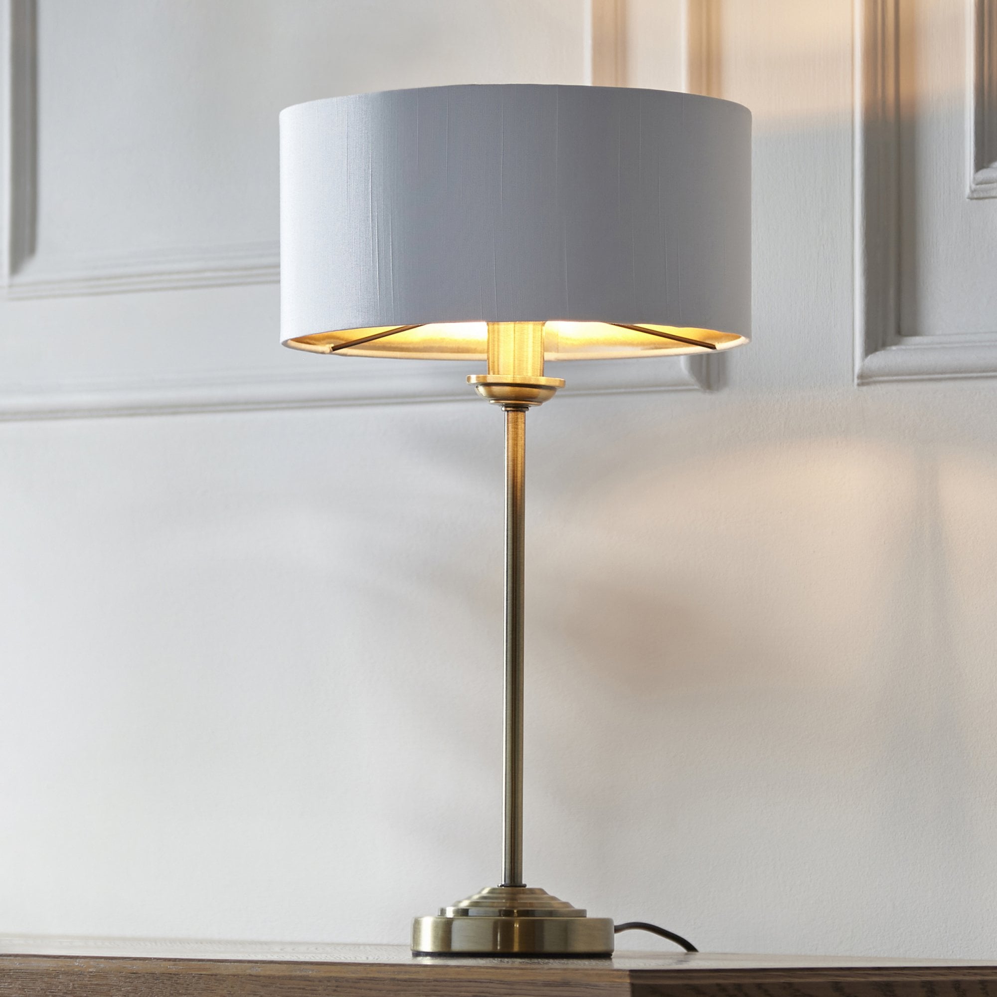 Endon Highclere Table Lamp - Antique Brass & Vintage White