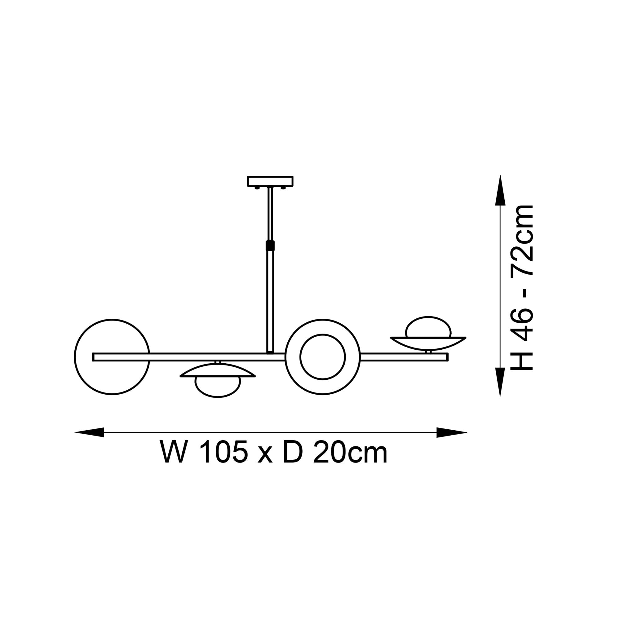 Utopia Planet 4 Light Linear Pendant - Gold